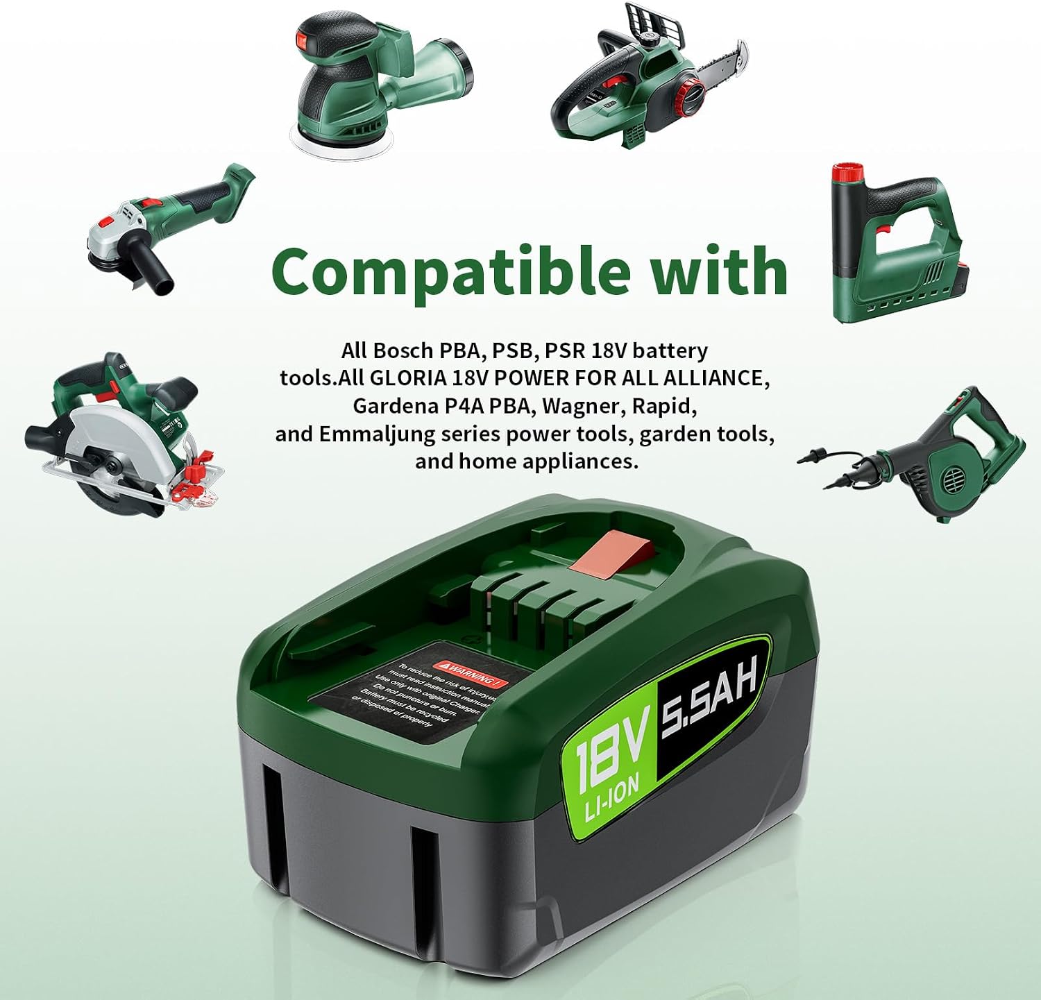 Thumbnail 2 de 2x 18V 5.5Ah Replacement Battery for Bosch | Compatible with Bosch PBA, PSB and PSR series