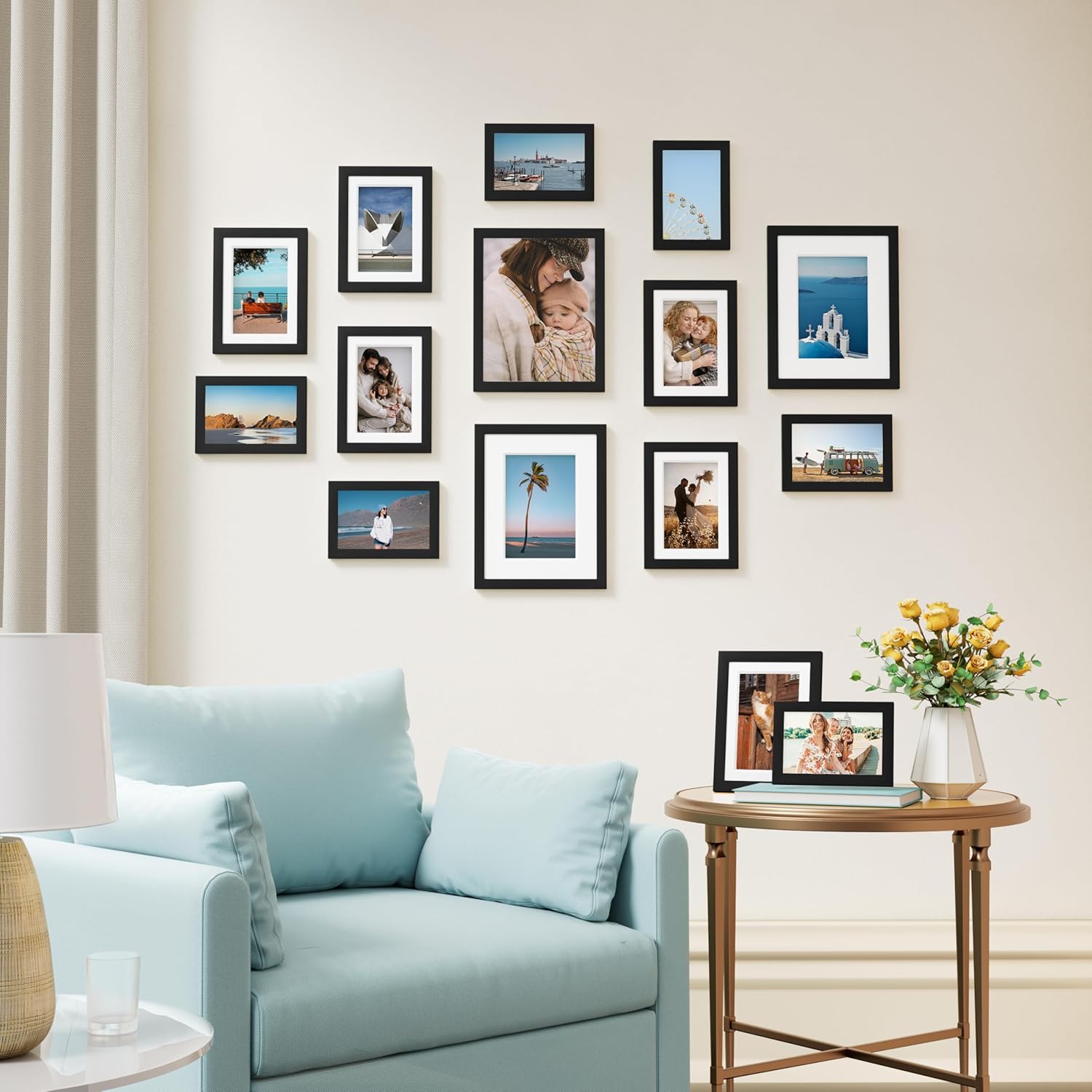 Detalle 2 de Vittanly 15-Pack Picture Frames Collage Wall Decor (Black) — Multi-Size Gallery Set