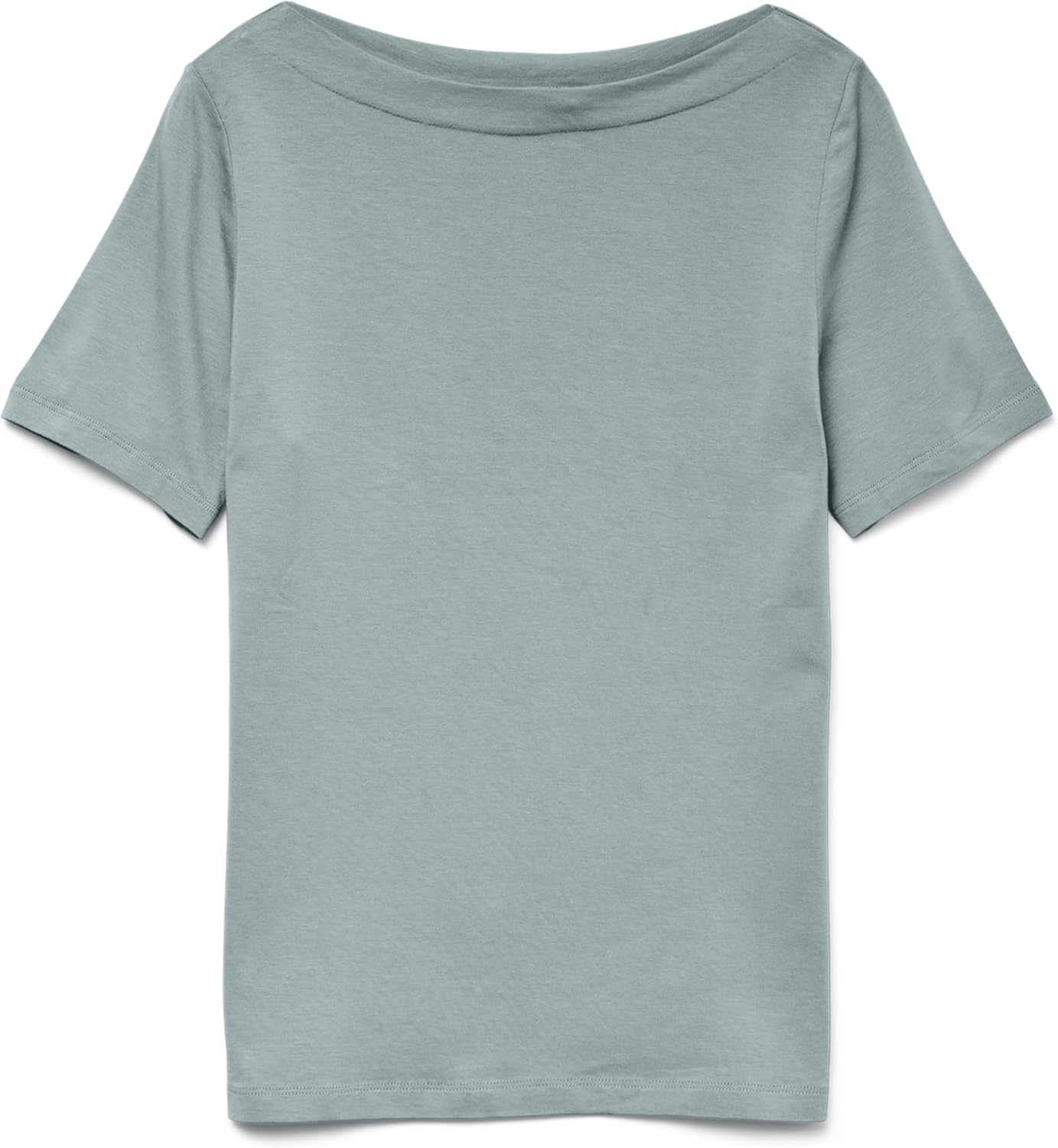 Detalle 2 de VERO MODA Top basic elasticizzato a manica corta con scollo a barca da donna Panda
