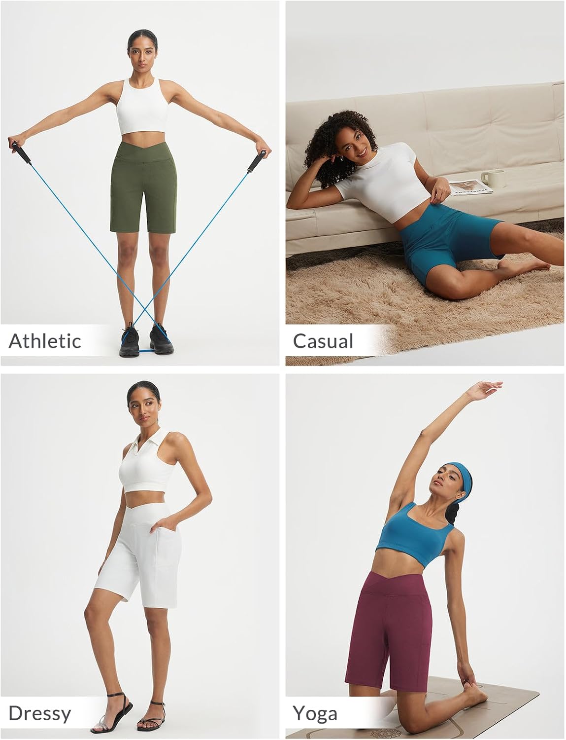 Thumbnail 5 de Baleaf Yogahose Damen 9" Bermuda-Shorts mit Taschen – hohe Taille für Yoga, Lounge & Sommer-Sport