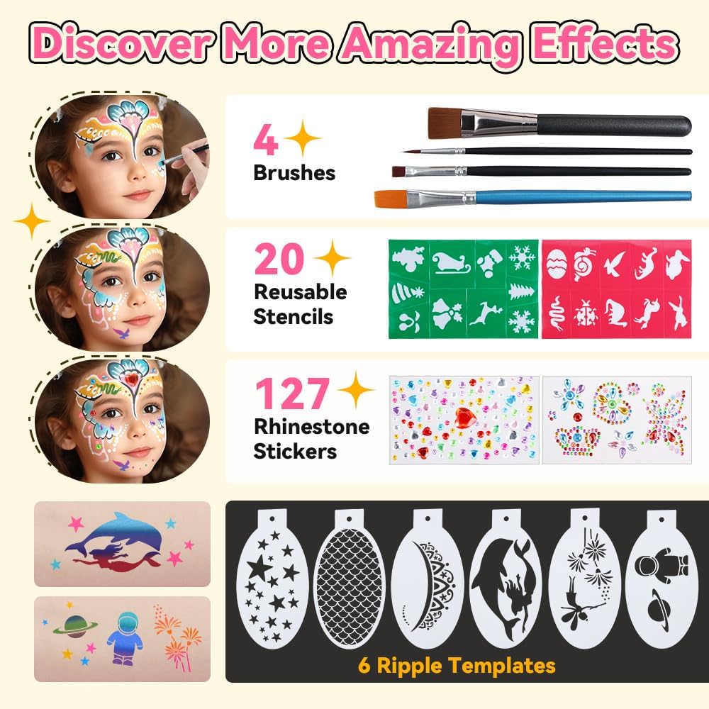 Thumbnail 3 de Janolia Palette Maquillage Enfant : 26 couleurs de peinture visage + 4 pinceaux