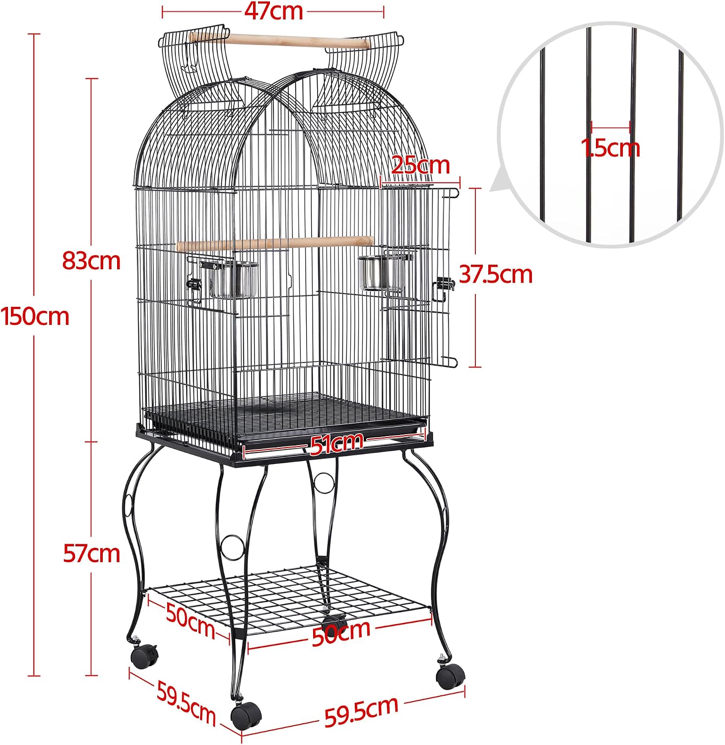 Detalle de Yaheetech Gabbia Voliera 59×59×150 cm 🐦