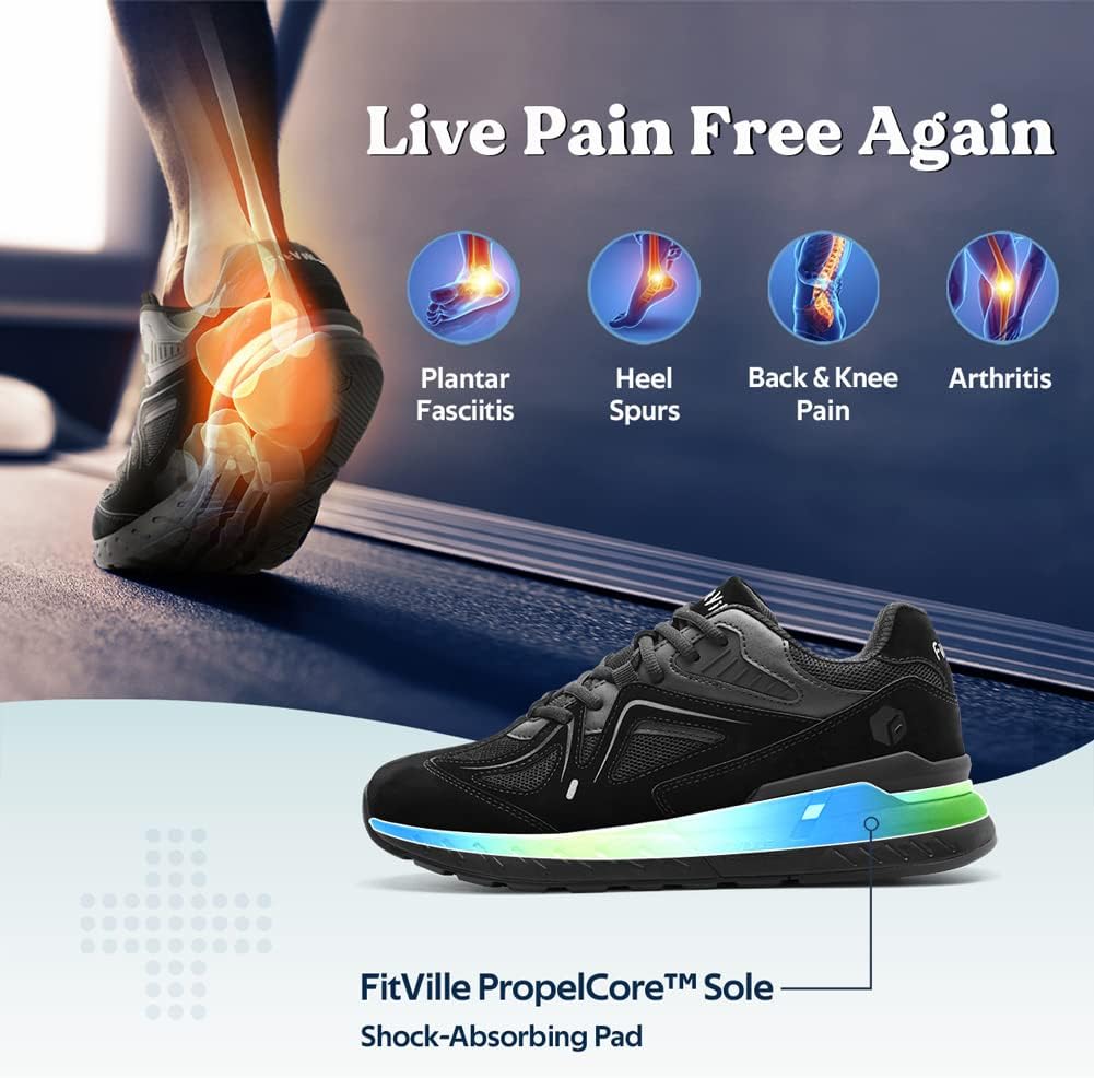 Thumbnail 5 de FitVille Mens Extra Wide Fit Trainers: Comfortable, Supportive Running Shoes for Flat Feet and Plantar Fasciitis