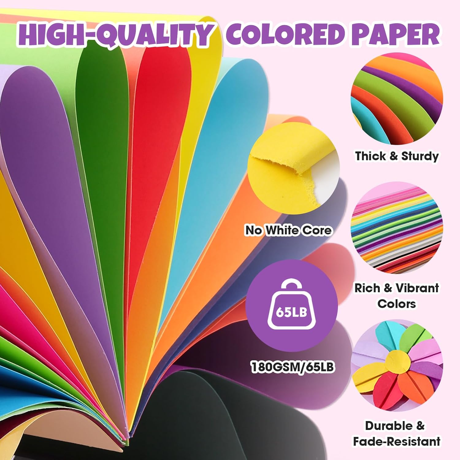 Detalle de 100 Sheets 8.5 x 11 Colored Cardstock, 50 Assorted Colors – 180GSM
