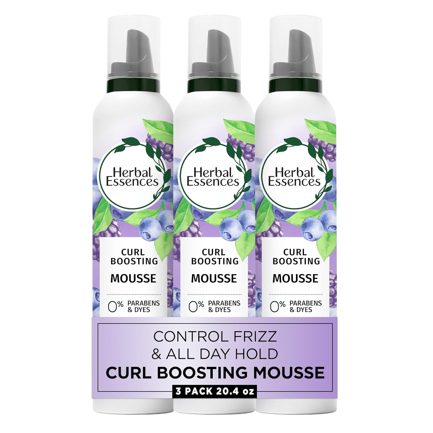 Detalle de Herbal Essences Curl Boosting Mousse, 3-Pack, 6.8 fl oz Each, 24-Hour Frizz Protection