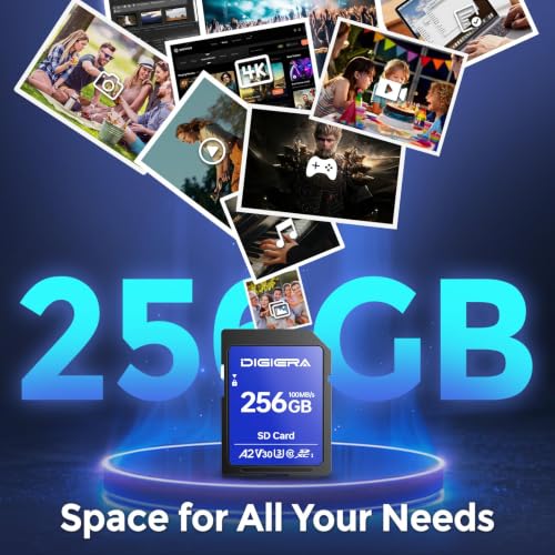 Thumbnail 4 de DIGIERA 256 GB SDXC UHS-I Speicherkarte – C10, U3, V30, 4K/UHD, robustes Allround-Modul für Kamera, Computer & Auto-Navigation
