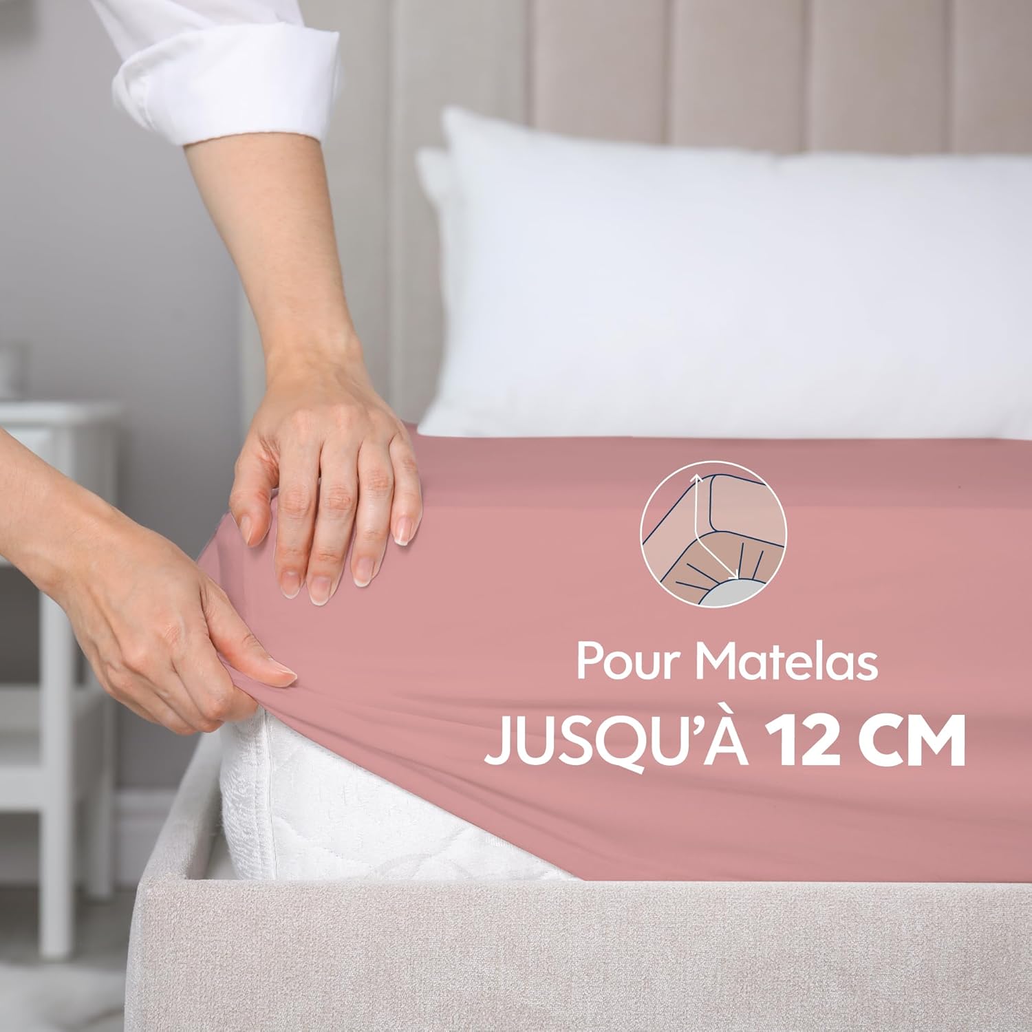 Thumbnail 2 de Dreamzie Drap Housse 160x200 cm — Jersey 100% coton premium, hypoallergénique, Oeko-Tex, rose