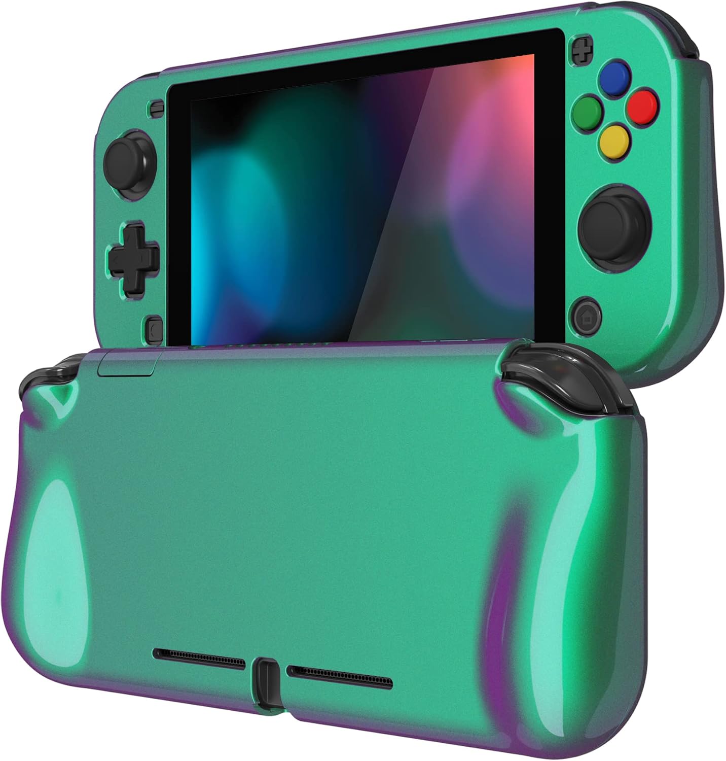 Detalle de playvital ZealProtect Glossy Protective Case for Nintendo Switch Lite (Chameleon Green Purple)