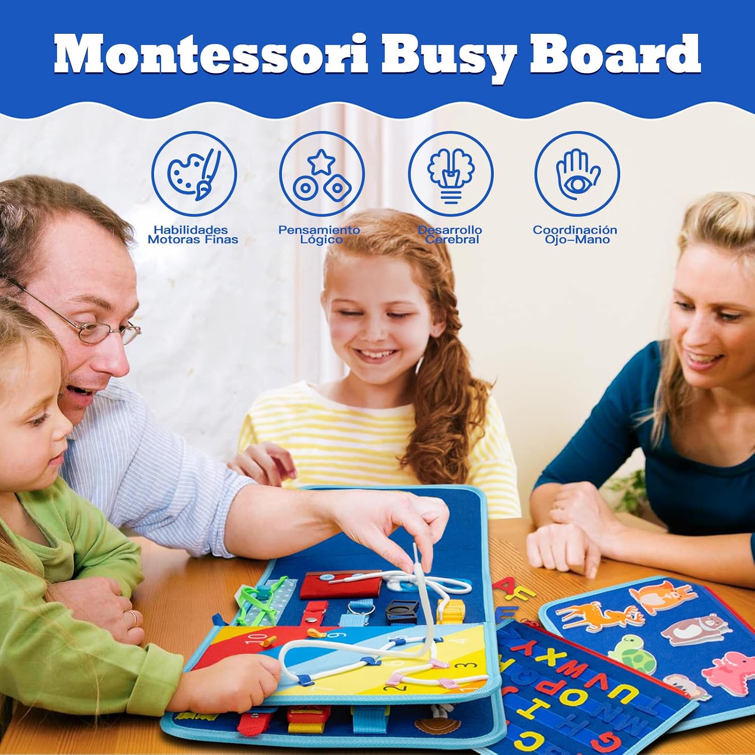 Detalle 2 de Funsland Busy Board-boek met 8 activiteiten van vilt en ABS