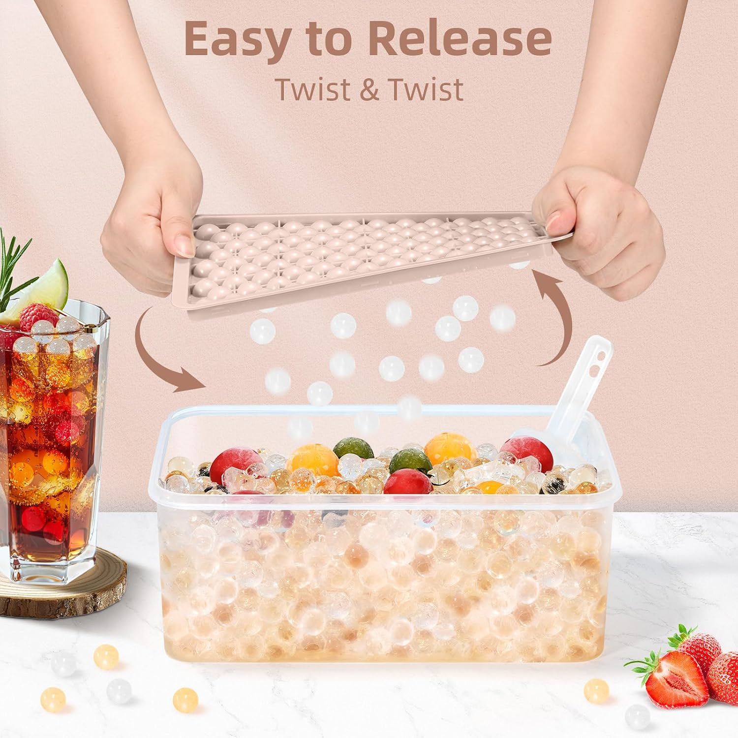 Thumbnail 1 de WIBIMEN Mini Ice Cube Trays with Lid (4-Pack) – 0.55" Pebble Ice, Stackable with Ice Box & Scoop