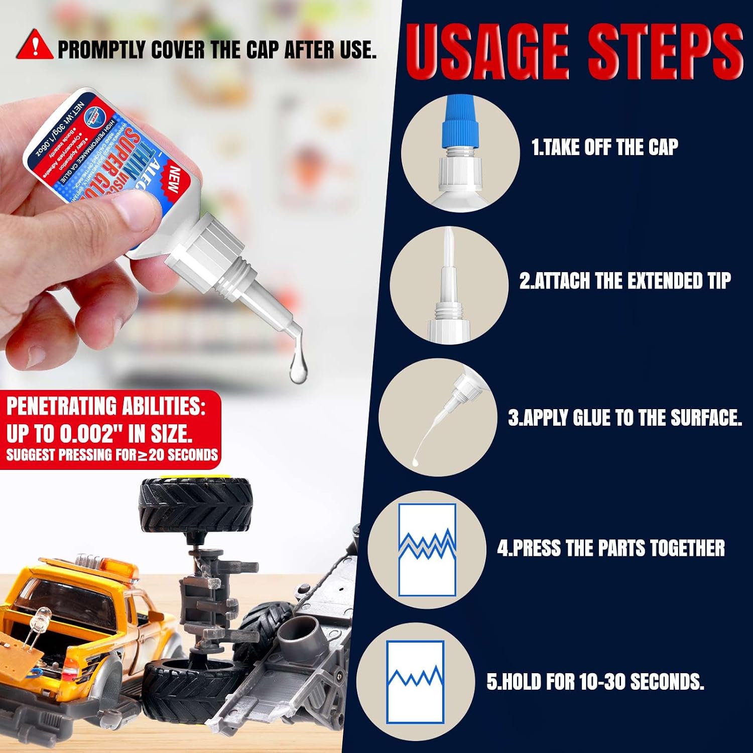Thumbnail 5 de ALECPEA Thin CA Glue 30g for Woodworking and Models: Precision, Quick Set, Clean Finish