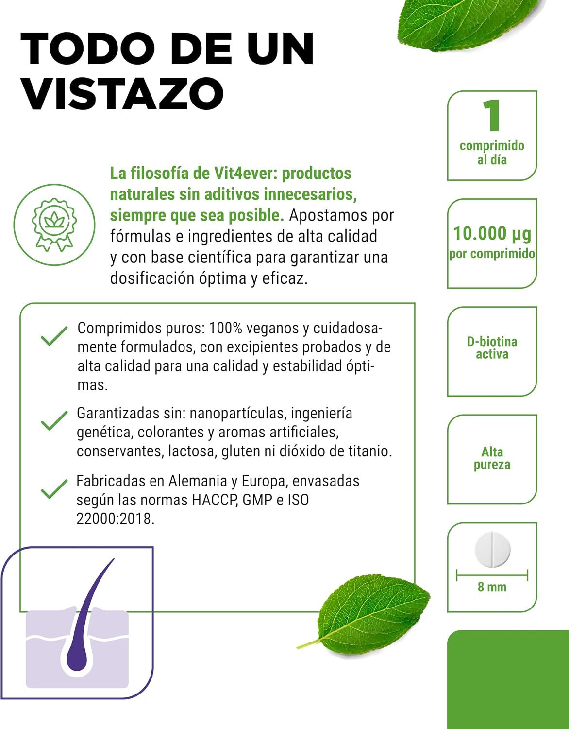 Detalle 2 de Biotina 10.000 mcg 365 comprimidos