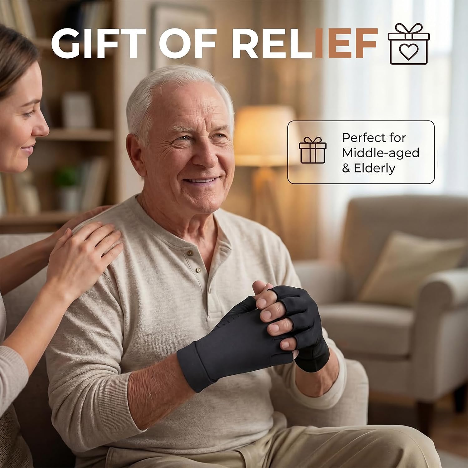 Detalle de AovYoo Copper Arthritis Compression Gloves (Raynaud’s, Rheumatoid & Osteoarthritis) – Hand Pain Relief Support – L