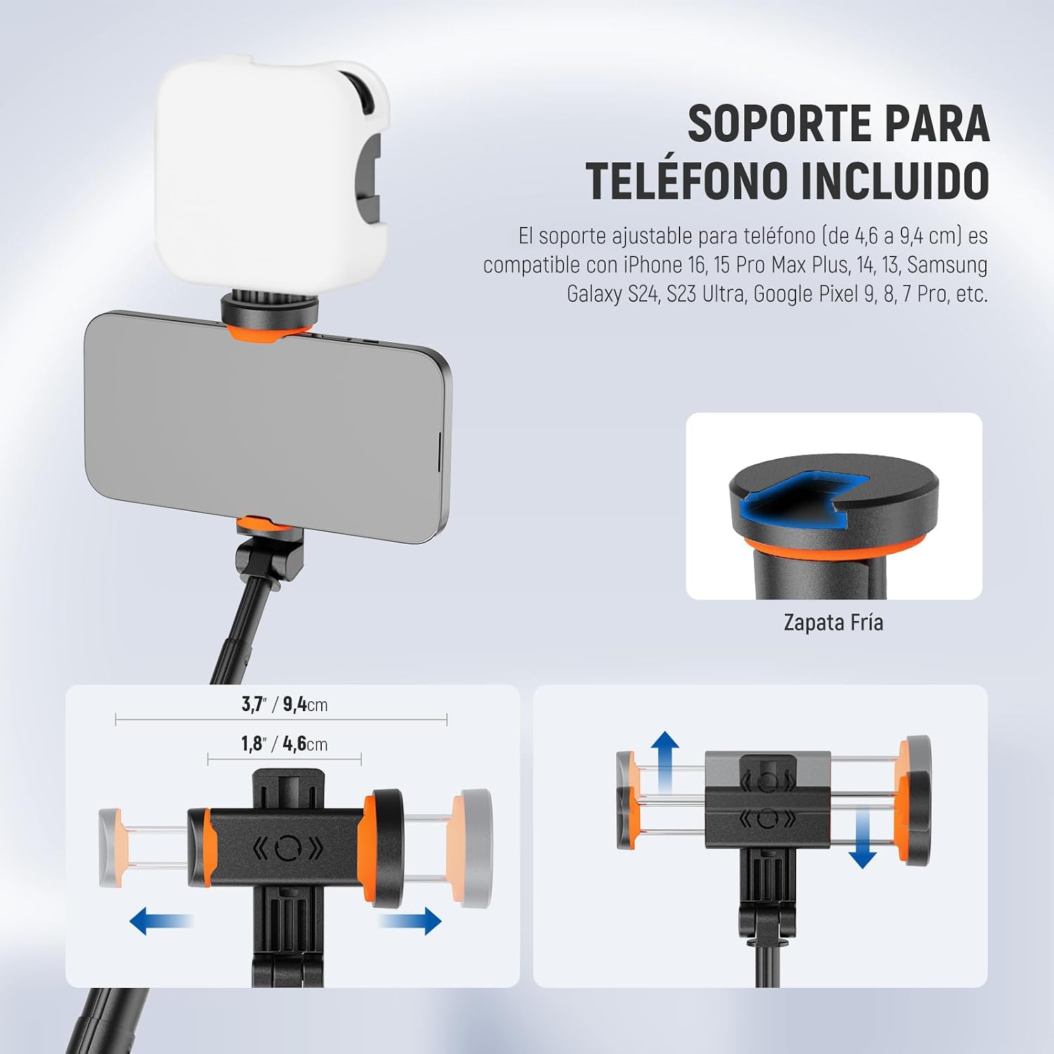 Detalle 1 de NEEWER Trípode Selfie 57,9" con Control Remoto 📸