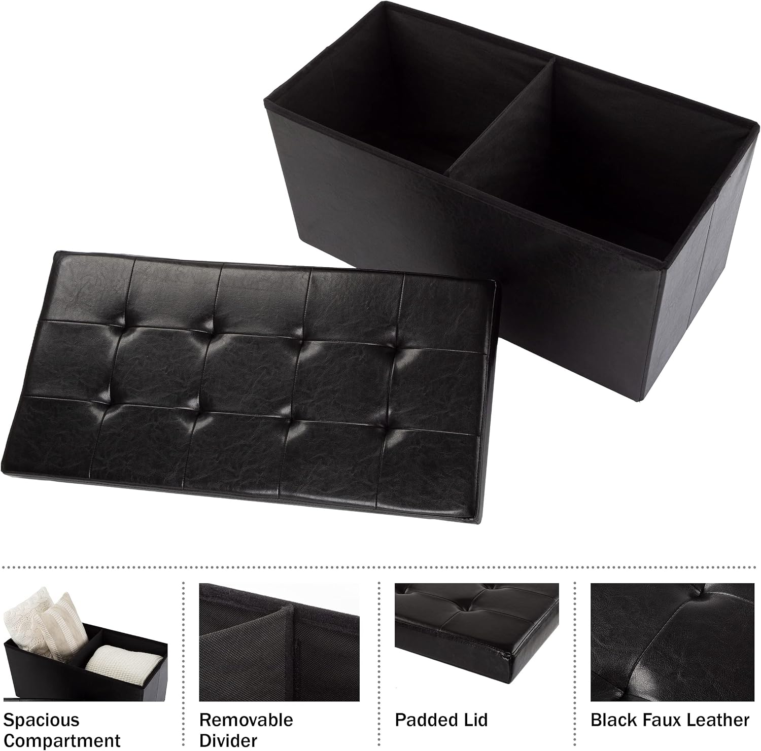 Detalle de Home-Complete Storage Ottoman 30-Inch