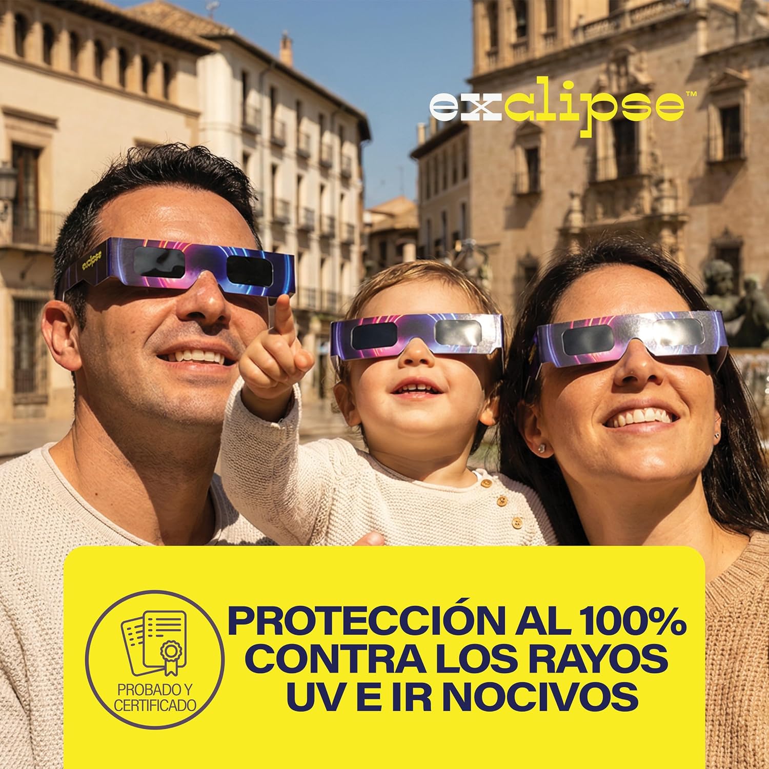 Detalle de Exclipse 10 Gafas Eclipse Solar con 3 Filtros para Móvil – Kit Completo ISO 12312-2 para Ver y Fotografiar el Eclipse 2026