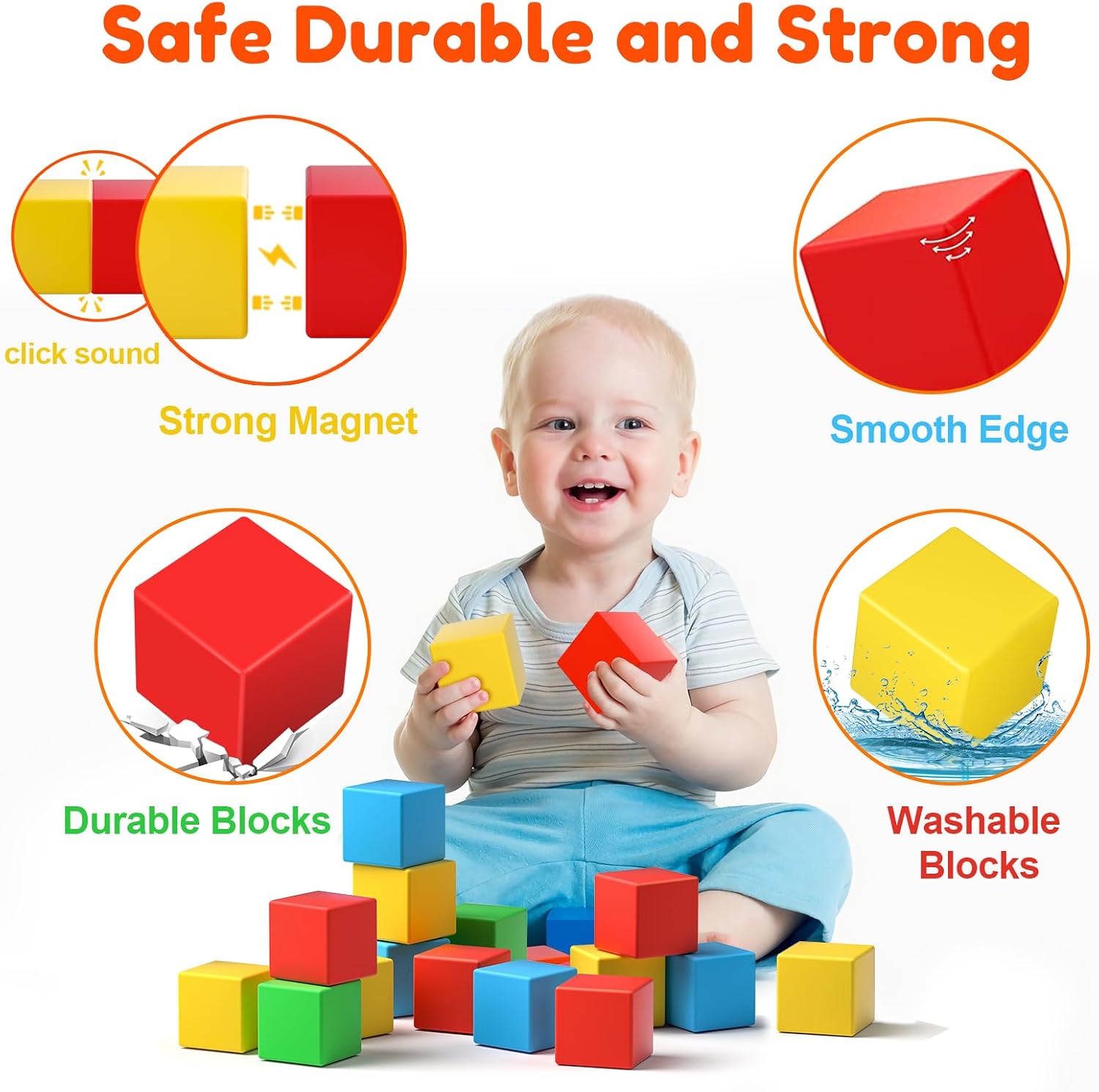 Detalle de Magnetic Blocks 32pcs 1.42-inch Magnetic Building Blocks 🧩