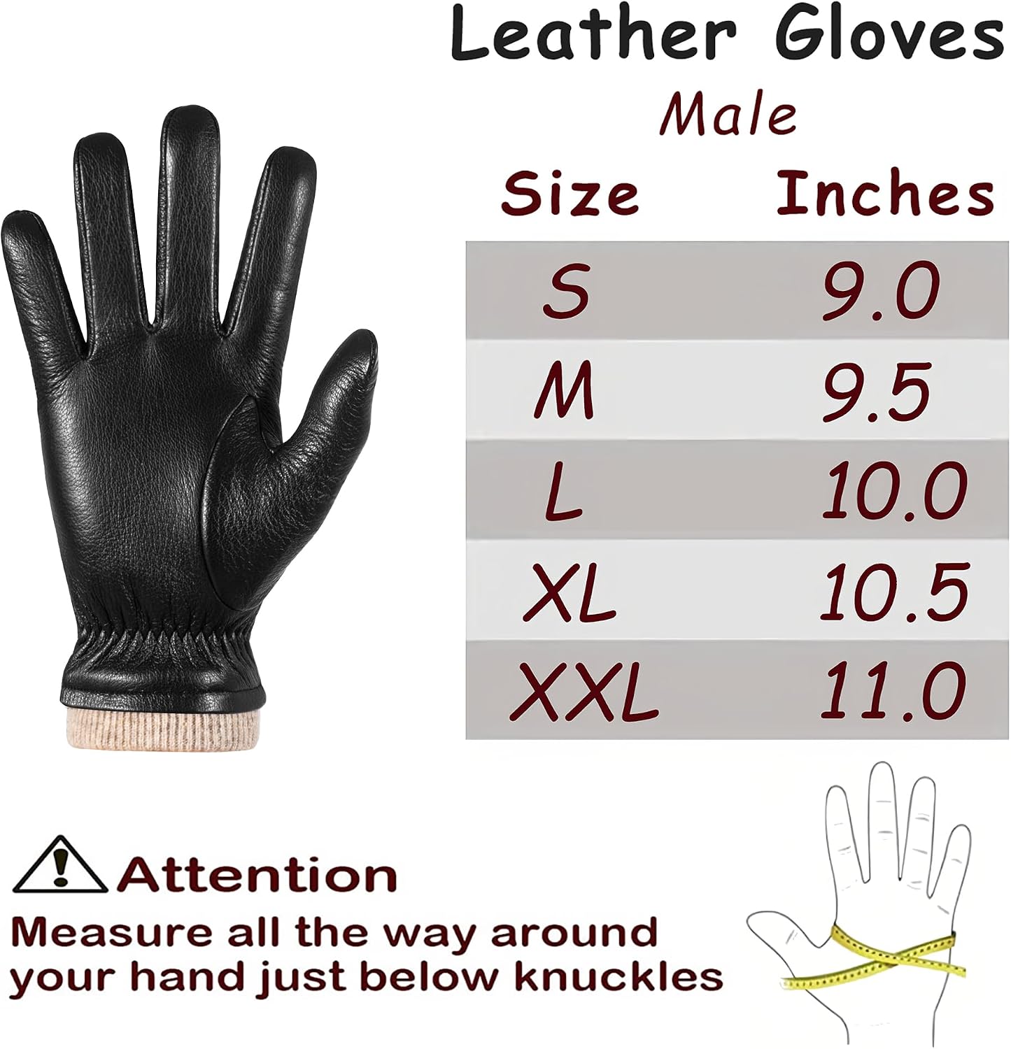 Thumbnail 6 de Men’s Genuine Sheepskin Leather Gloves with Cashmere Lining and Touchscreen Use