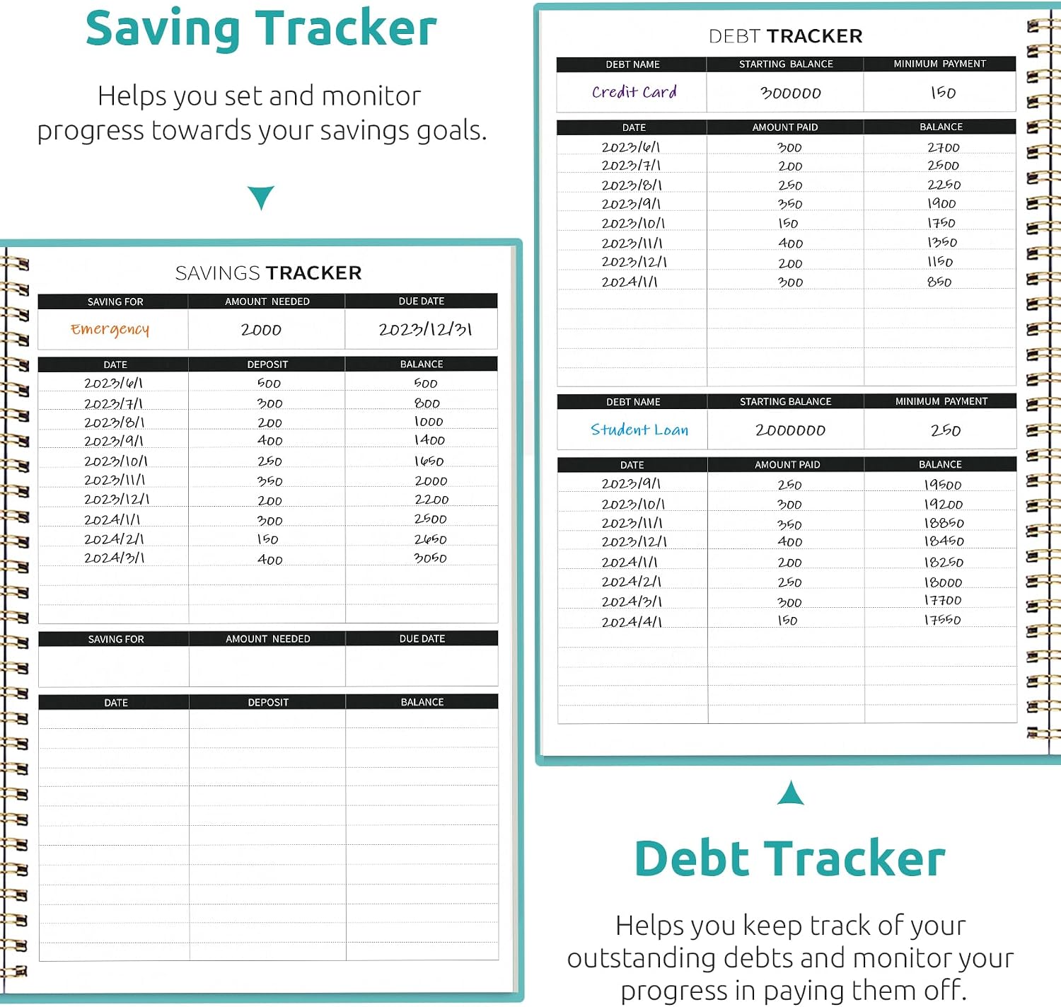 Thumbnail 4 de Taja Budget Planner, Undated Expense Tracker, 6.9" x 9.9", 150 Pages