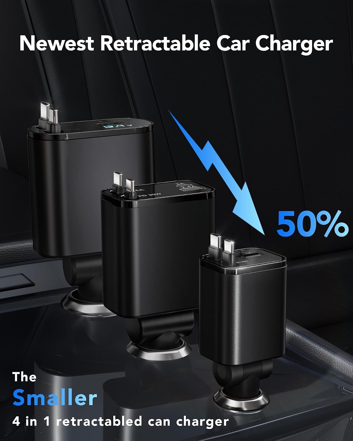 Thumbnail 6 de Aimtel Retractable Car Charger with 69W Quick Charge for iPhone 17/16/15 – 12V USB Car Adapter