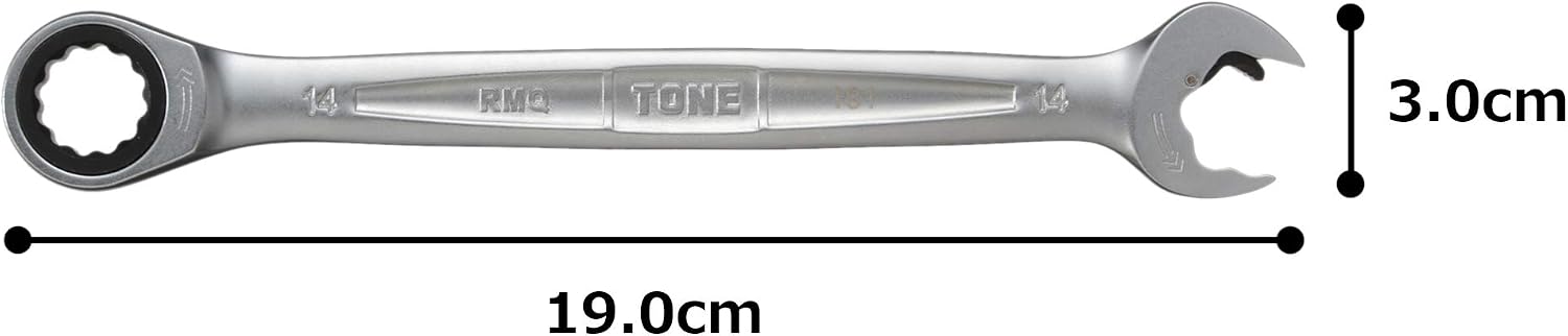 Detalle de トネ(TONE) RMQ-14 クイックラチェットめがねレンチ 14mm・薄形ストレート