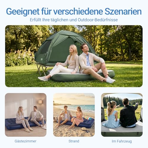 Detalle de SoBuy Camping Matratze 2 Personen mit Pumpe 191x22x137 cm – zuverlässig für Outdoor und Gästezimmer