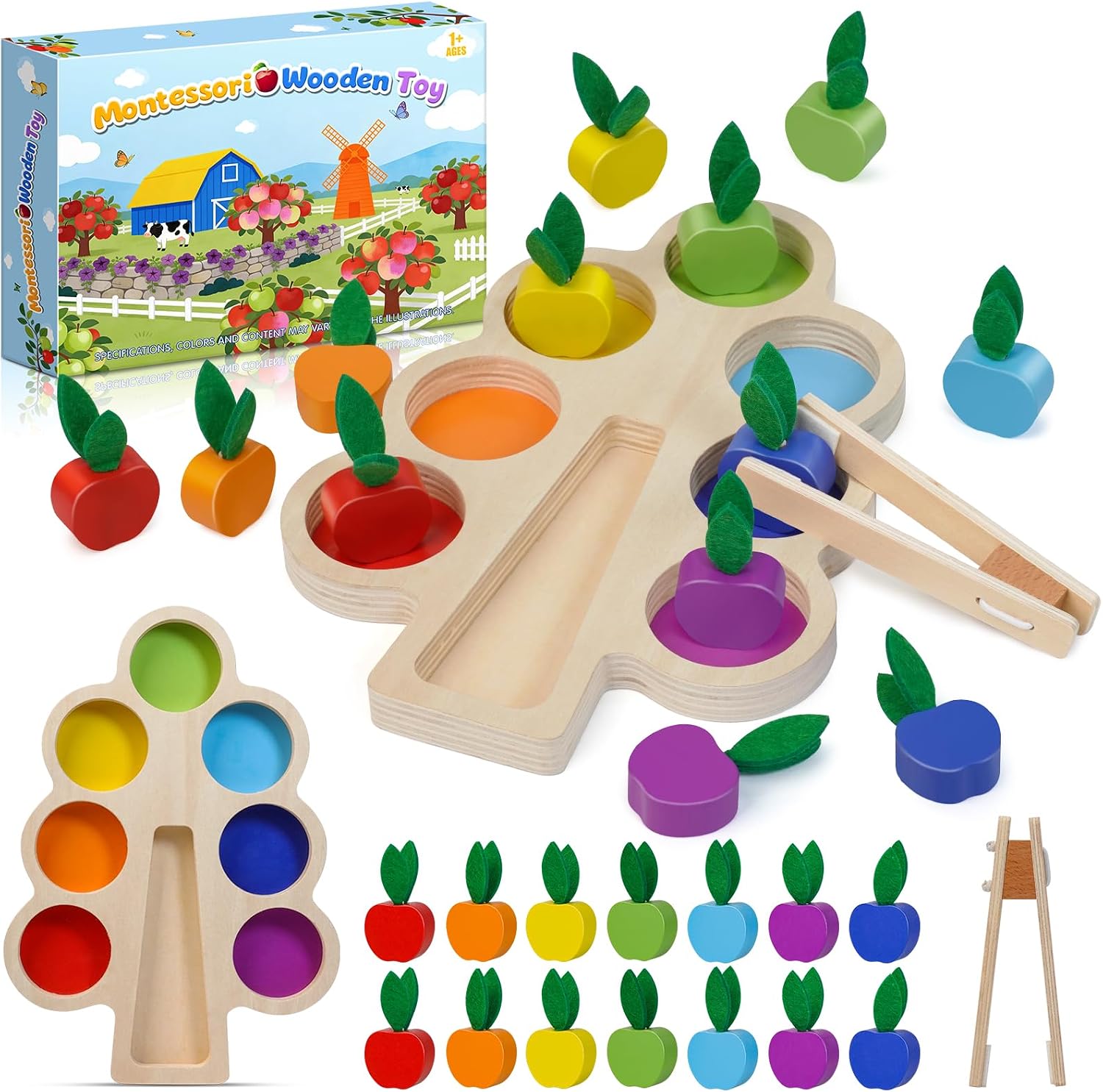 Joozmui Montessori Colour Sorting Apple Picking Toys for Toddlers