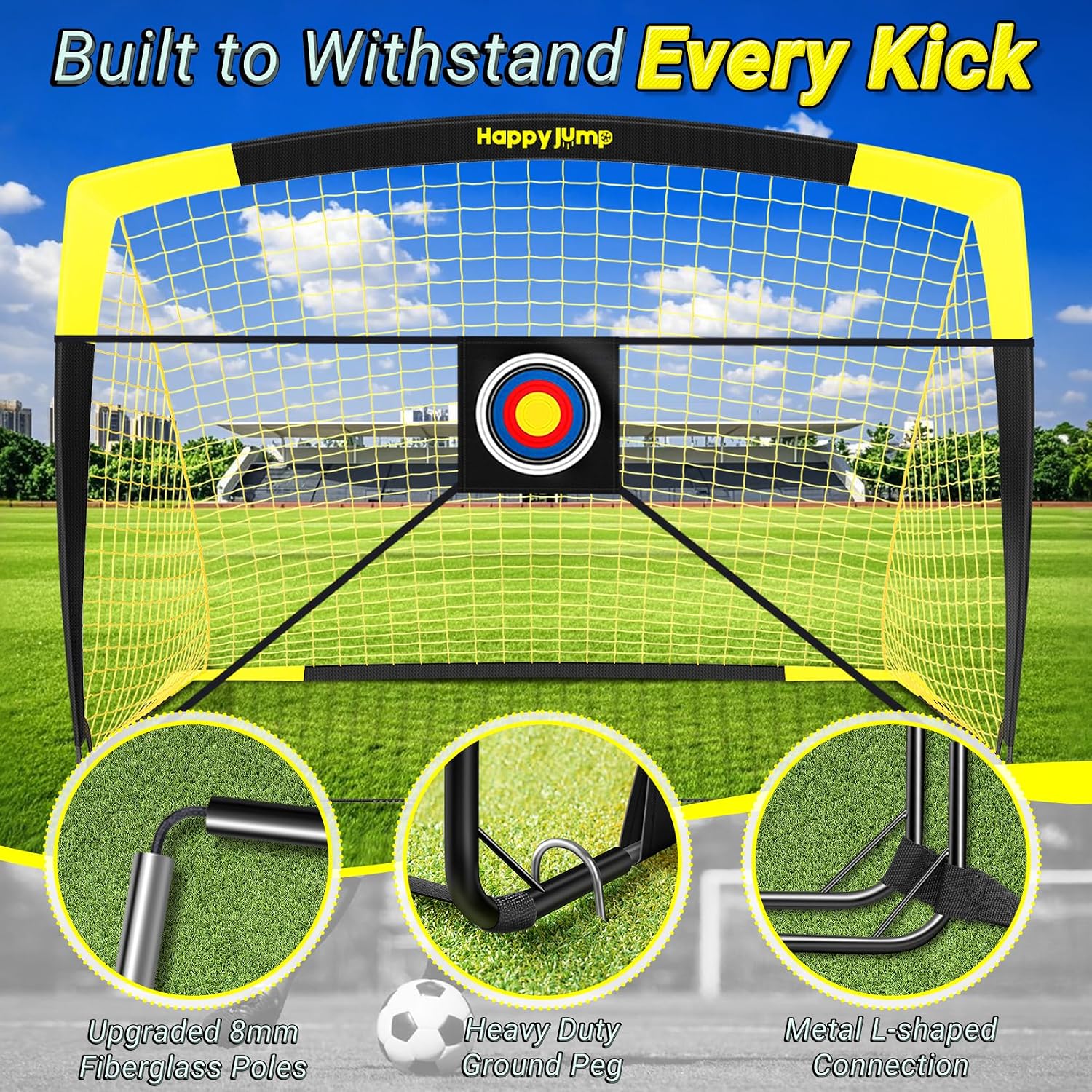 Detalle de Happy Jump Buts de Football Pop-Up Pliable – Kit 2 buts 213 x 152 cm + accessoires