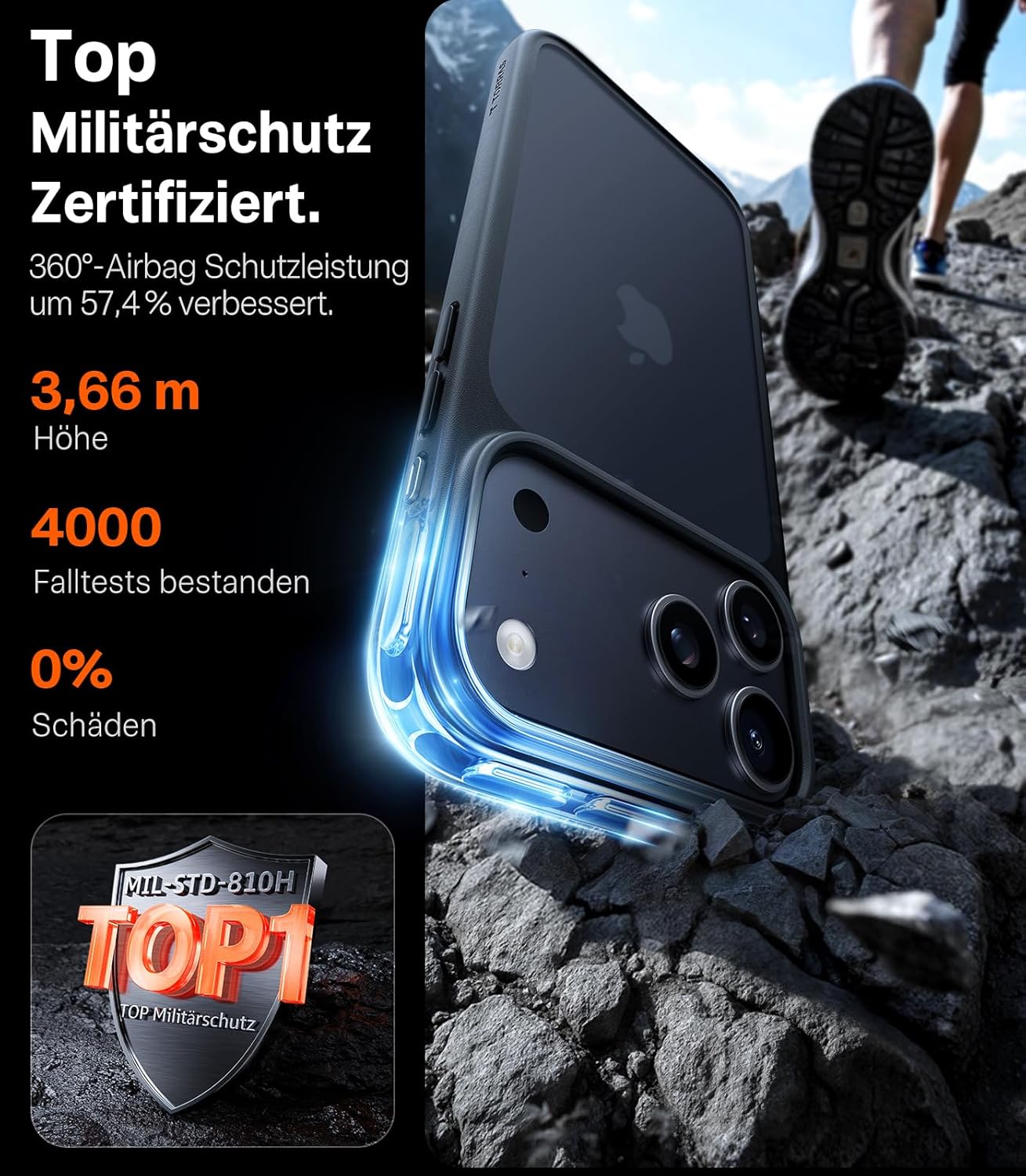 Thumbnail 1 de TORRAS Guardian Hülle für iPhone 17 Pro Max – Militärschutz, 360°-Kameraschutz, matt-transluzent