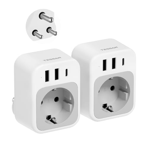 Detalle de TESSAN 2er Pack Adapter Südafrika-Steckdose mit 3 USB | 4 in 1 Reisestecker