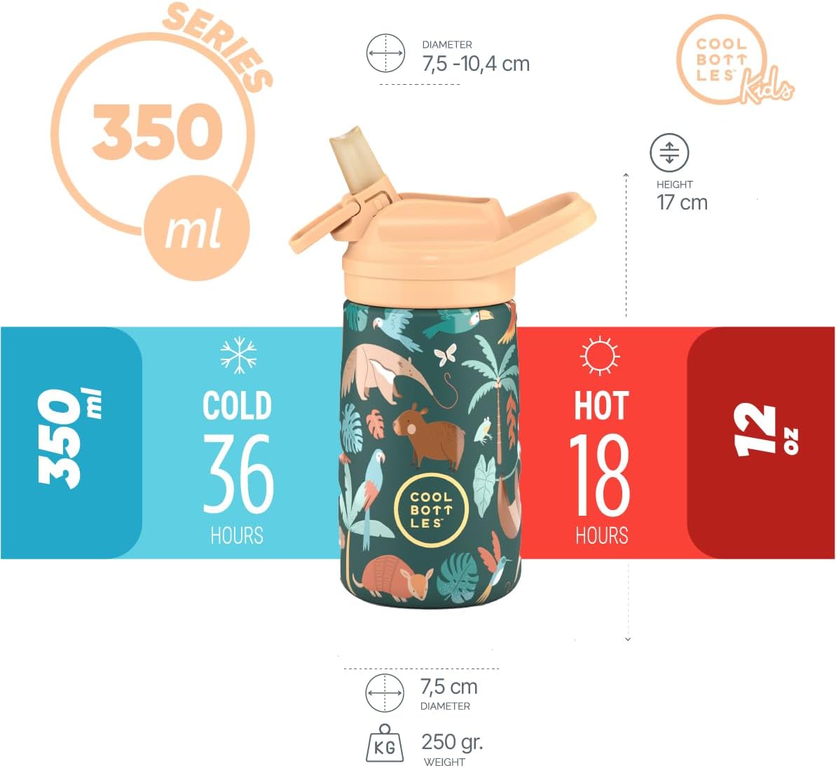 Thumbnail 2 de Cool Bottles CBKD35RR Rainforest Refuge – butelka termiczna 350 ml ze stali 18/8
