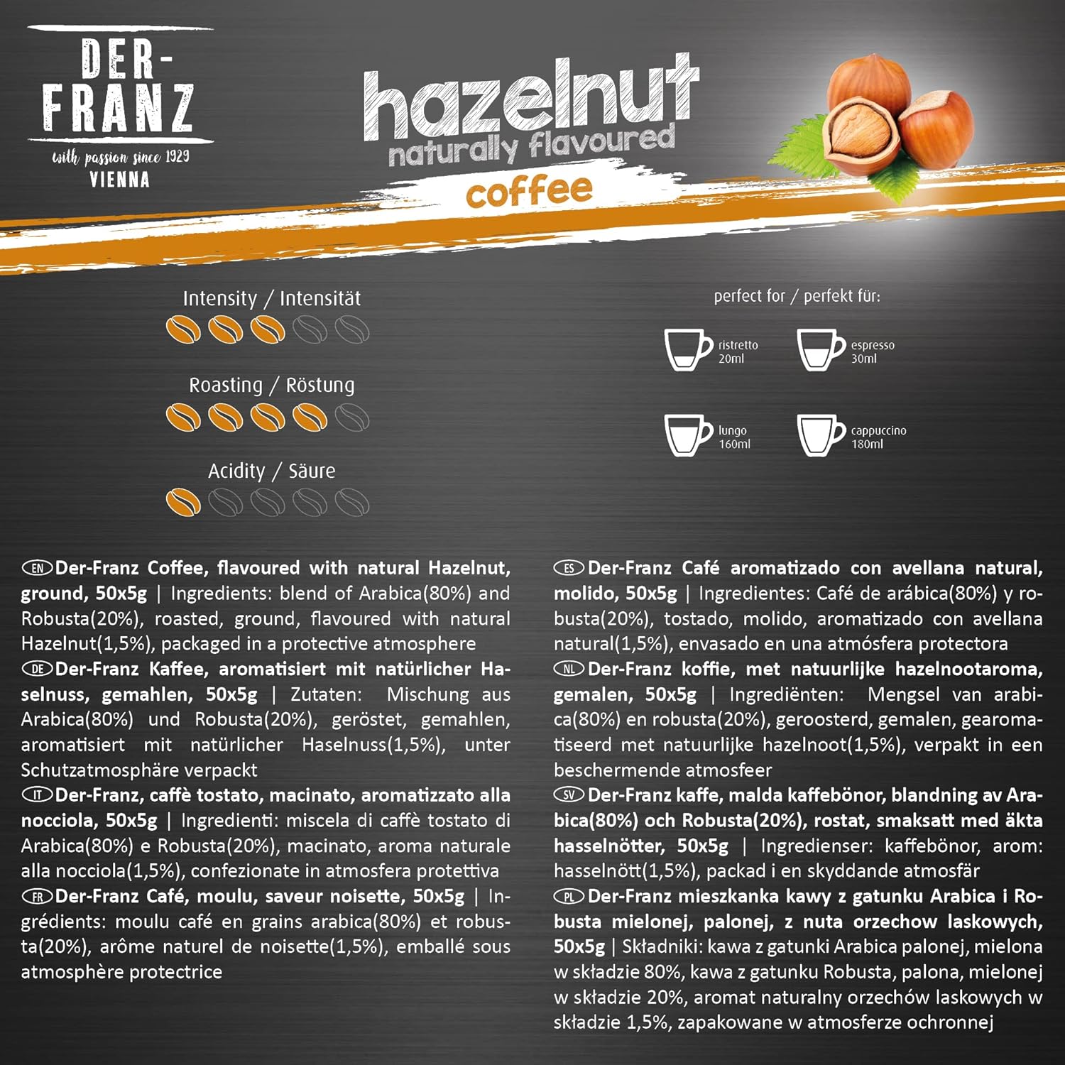 Thumbnail 2 de Der-Franz Kaffee Pack ganze Bohne, aromatisiert (5 x 500 g) – Nuss, Vanille, Schokolade, Zimt, Karamell