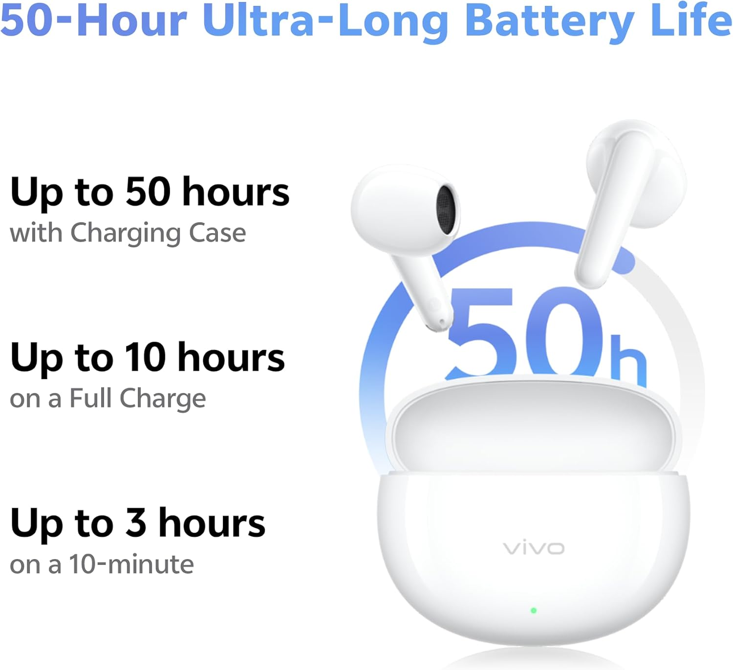 Detalle de vivo Buds Air3 – Kabellose Kopfhörer mit ultralanger Laufzeit, AI-Geräuschunterdrückung und IP54