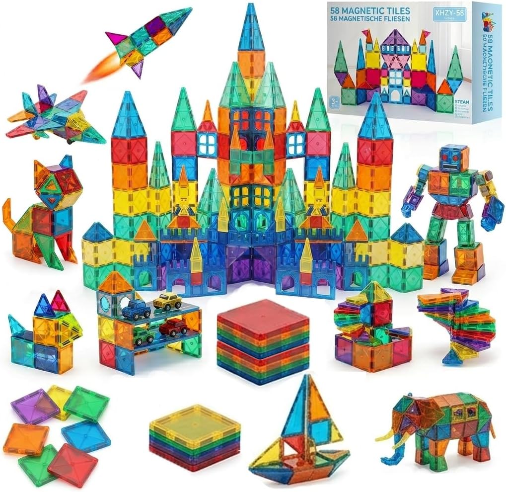 Detalle de SURFOU Costruzioni Magnetiche 58 Pezzi: blocchi da costruzione STEM per bambini 3–7 anni