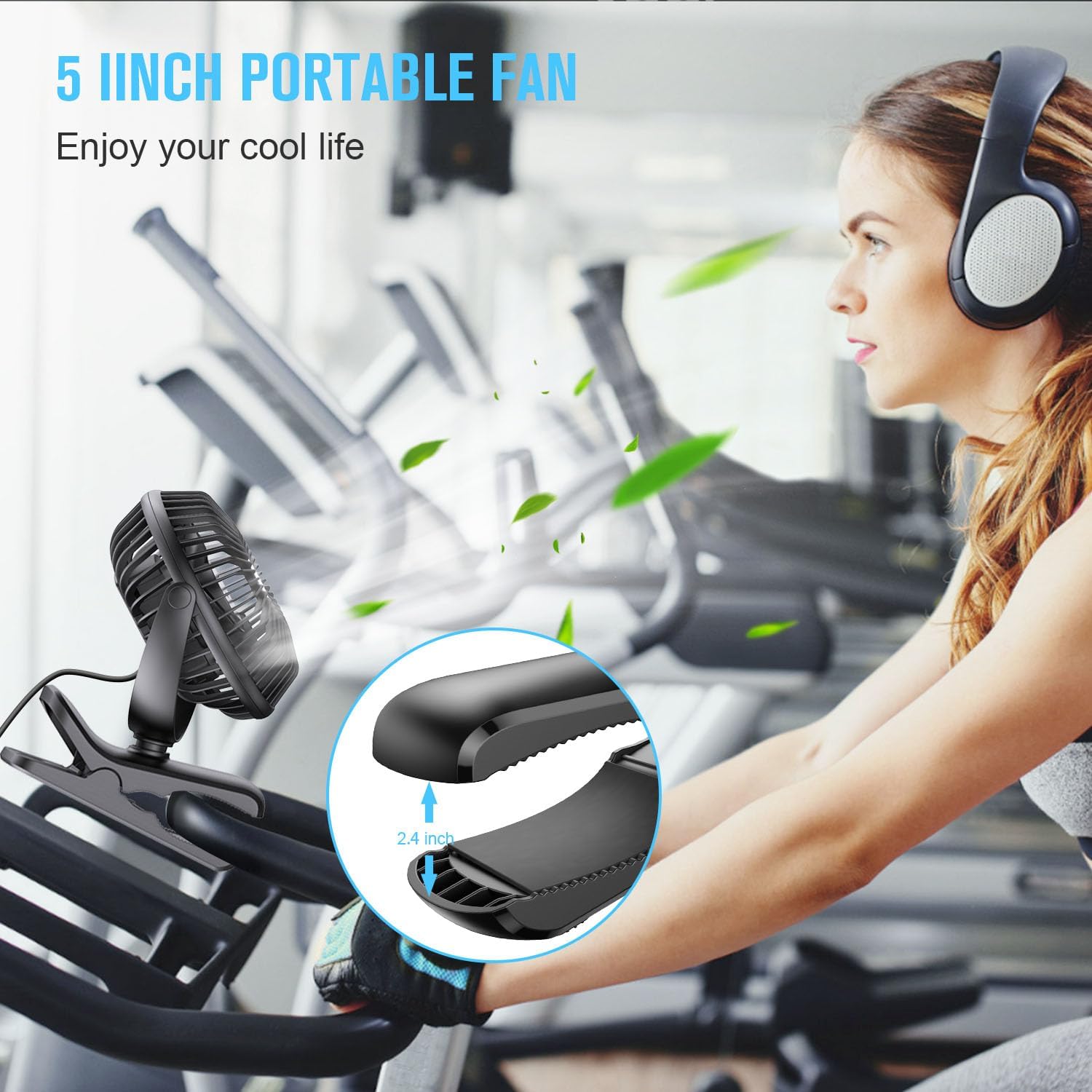 Detalle de BESKAR Small Clip on Fan: 3-Speed USB Clip & Desk Fan with Ultra-Quiet Airflow