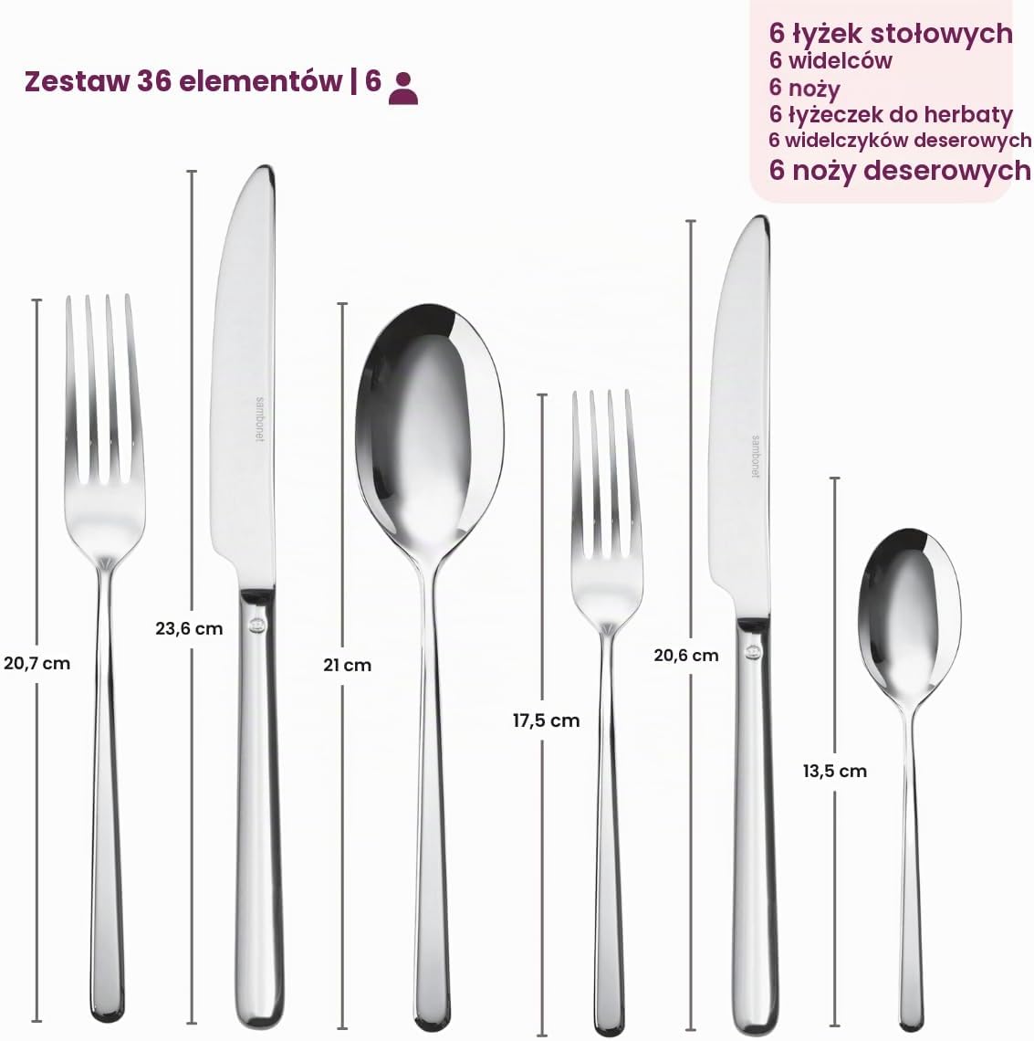 Thumbnail 6 de Sambonet Linear 52513-83 – zestaw sztućców ze stali nierdzewnej 18/10, 36 sztuk