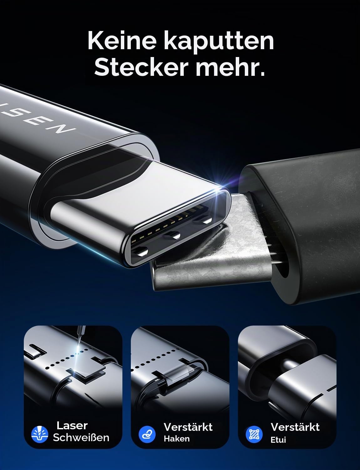 Detalle 2 de LISEN 240W USB-C Kabel (2er Set, 3 m) – PD3.1 EPR, USB-C zu USB-C, Ladekabel für MacBook Pro M5, iPad Pro/Air und iPhone 17/16