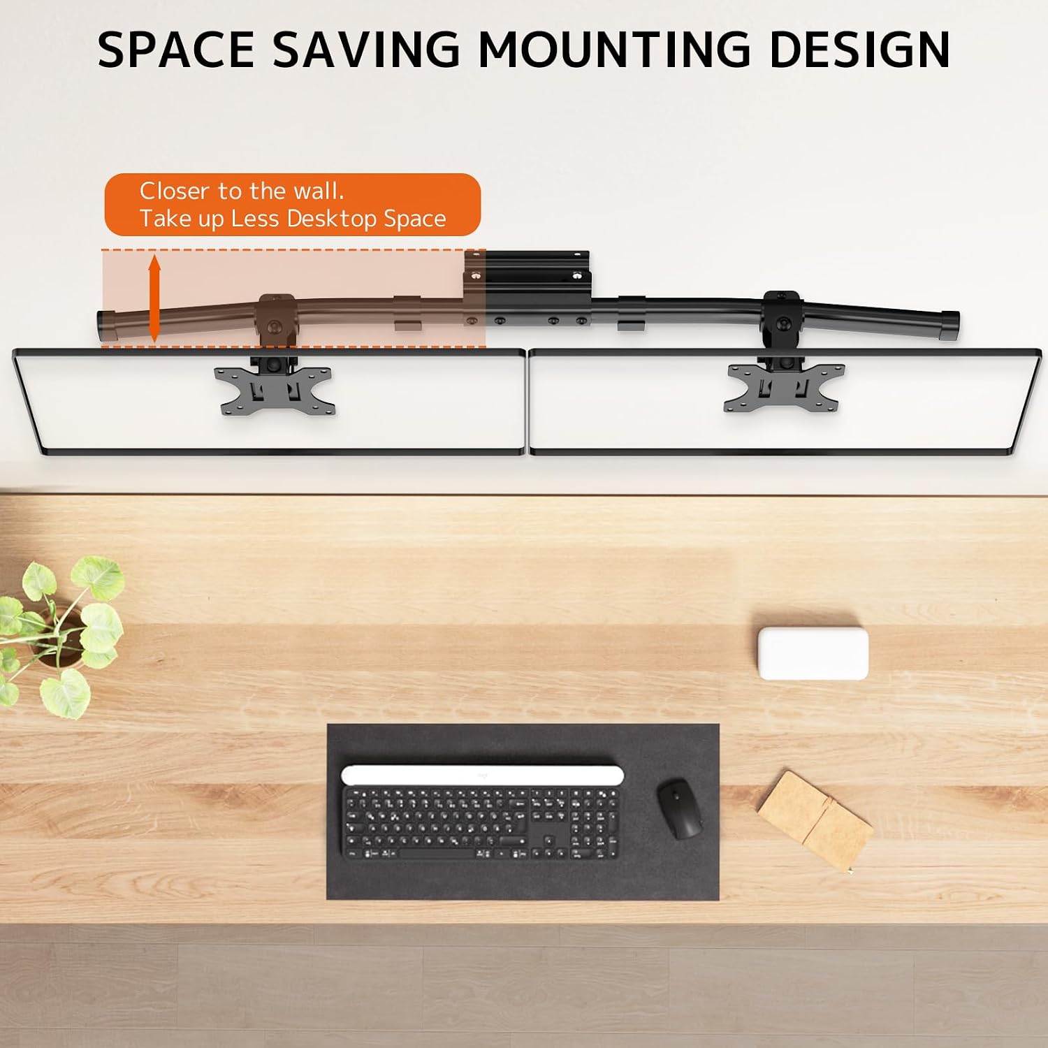 Thumbnail 2 de PUTORSEN Dual Monitorhalterung Wand & Adapter – bis zu 35 Zoll pro Bildschirm, 10 kg je Arm (VESA 75/100)