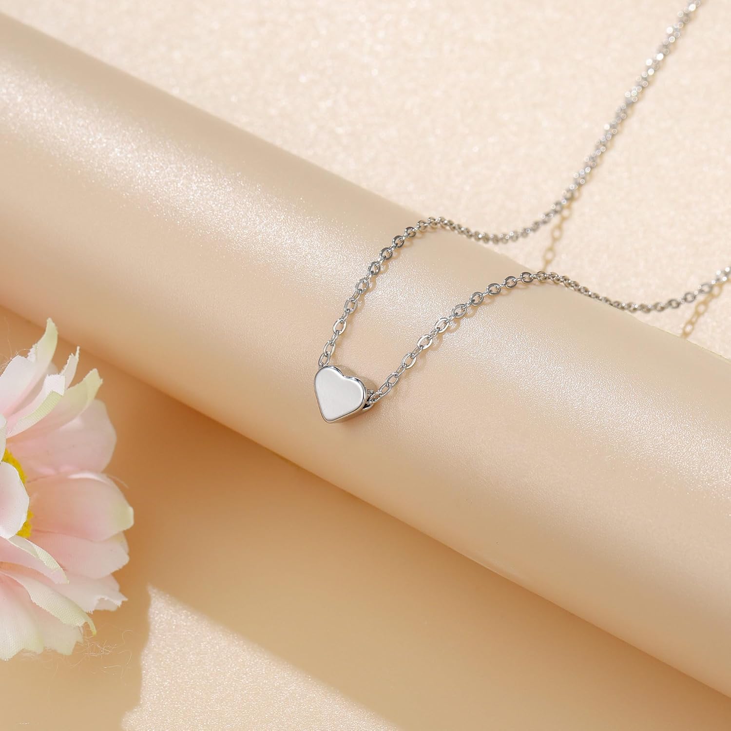 Thumbnail 6 de TINGN Collana a forma di cuore in oro bianco 14k, regolabile 40 cm + 5 cm