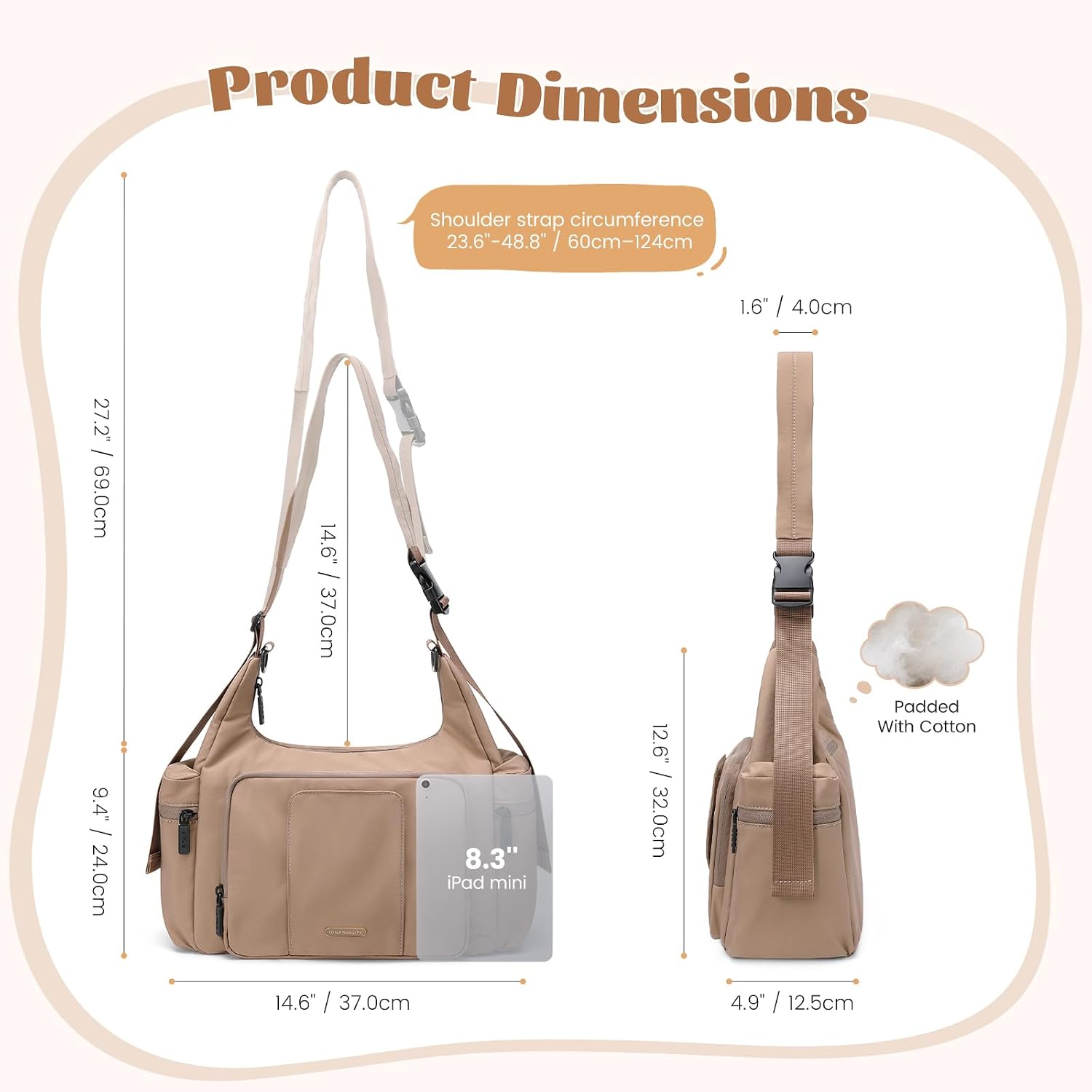 Thumbnail 3 de GOLF QUALITY Large Diaper Bag Messenger with Stroller Straps and Insulated Pockets (14L)