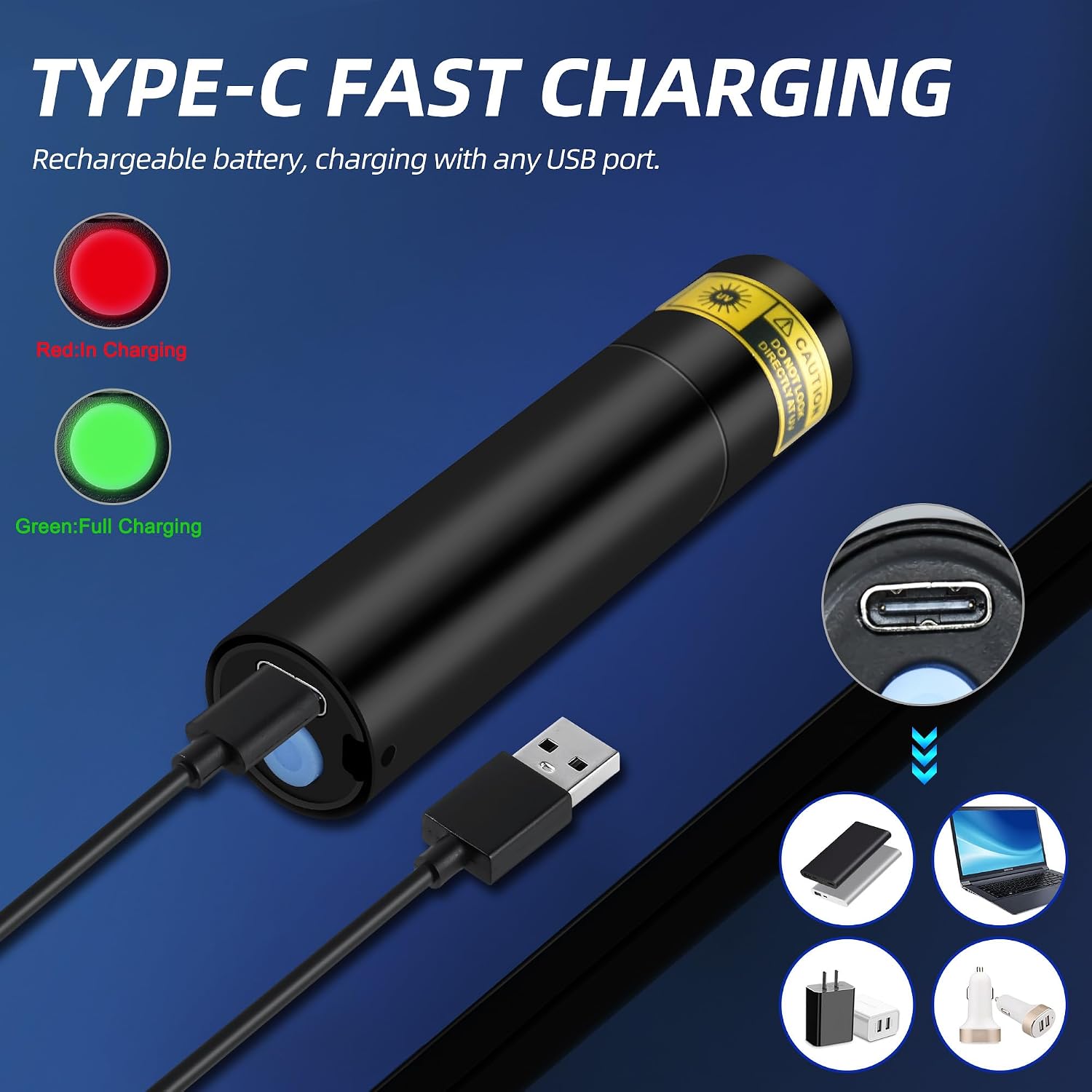 Detalle de DARKBEAM 395 NM UV Flashlight (USB-C Rechargeable) – handheld Wood’s lamp for UV fluorescence, resin curing & pet urine detection