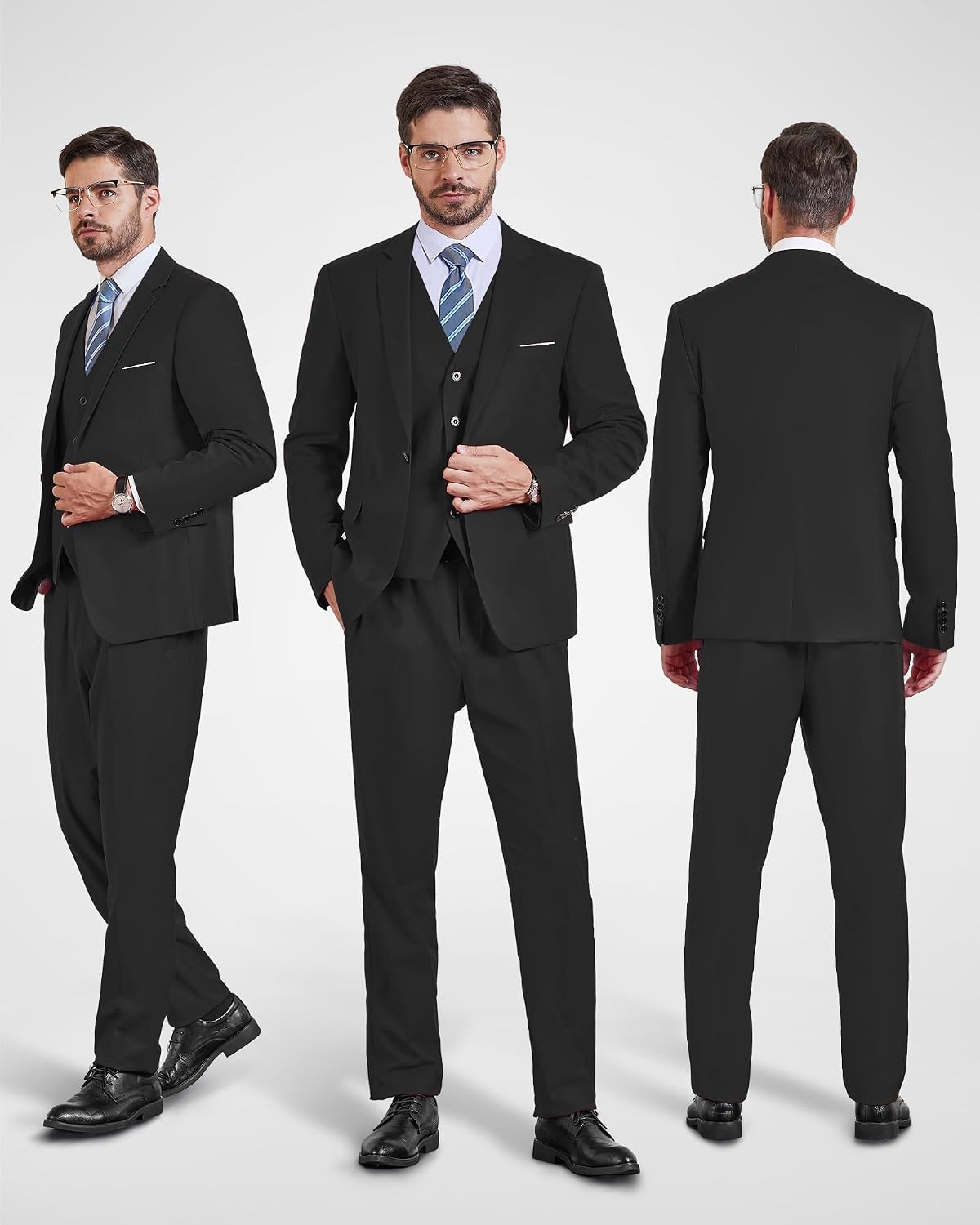 Detalle 2 de YND Men's 3 Piece Slim Fit Suit