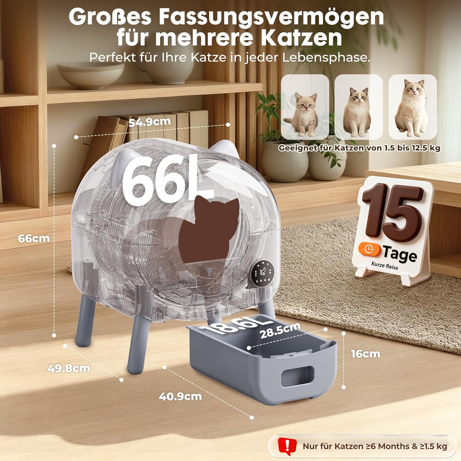 Thumbnail 2 de GTPLAYER Katzenklo Selbstreinigend 66L – Automatisches Katzenklo mit App-Steuerung, Sensoren und leiser Reinigung