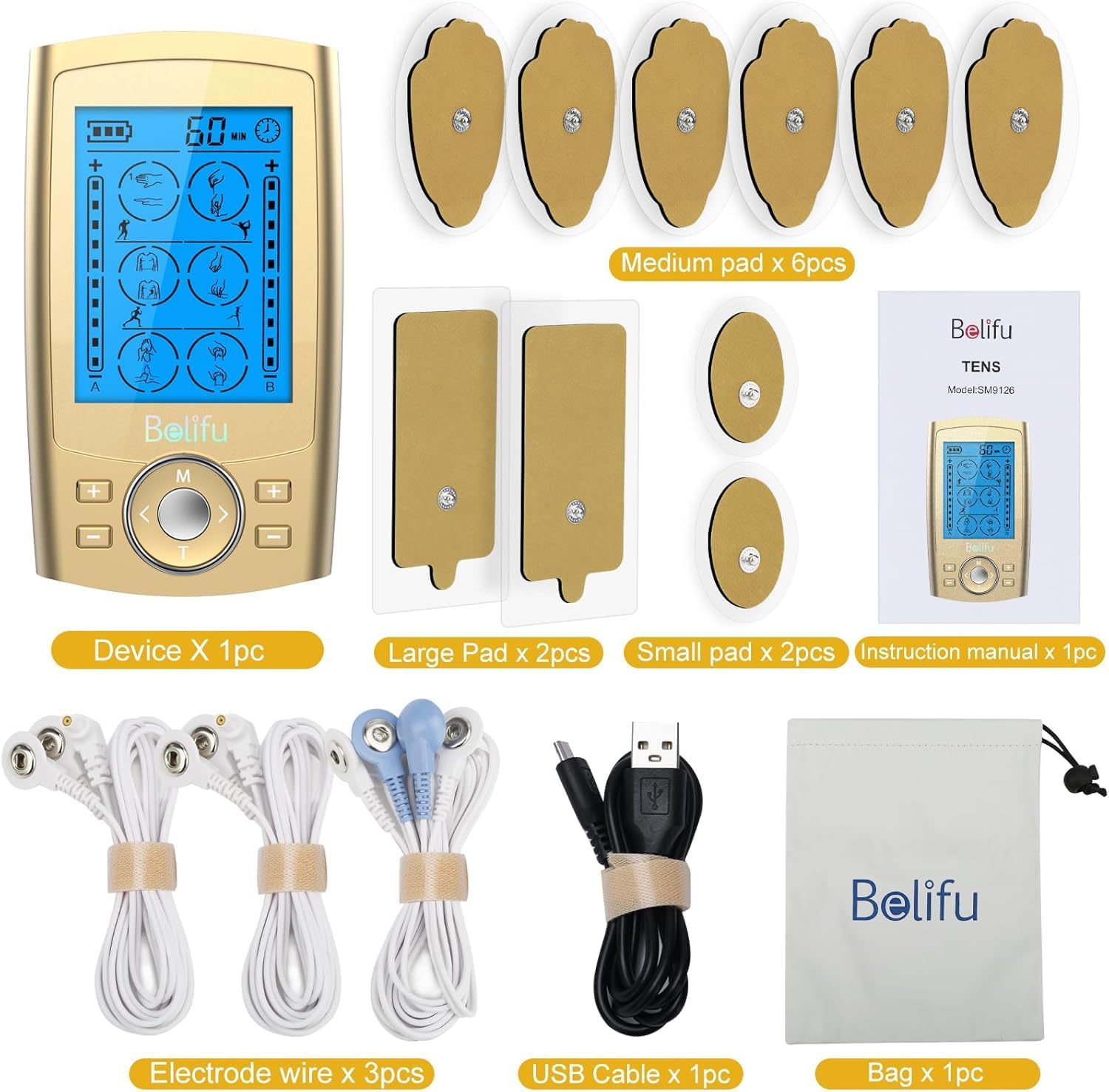 Thumbnail 4 de Belifu Dual Channel TENS EMS Unit: 24 Modes for At-Home Pain Relief