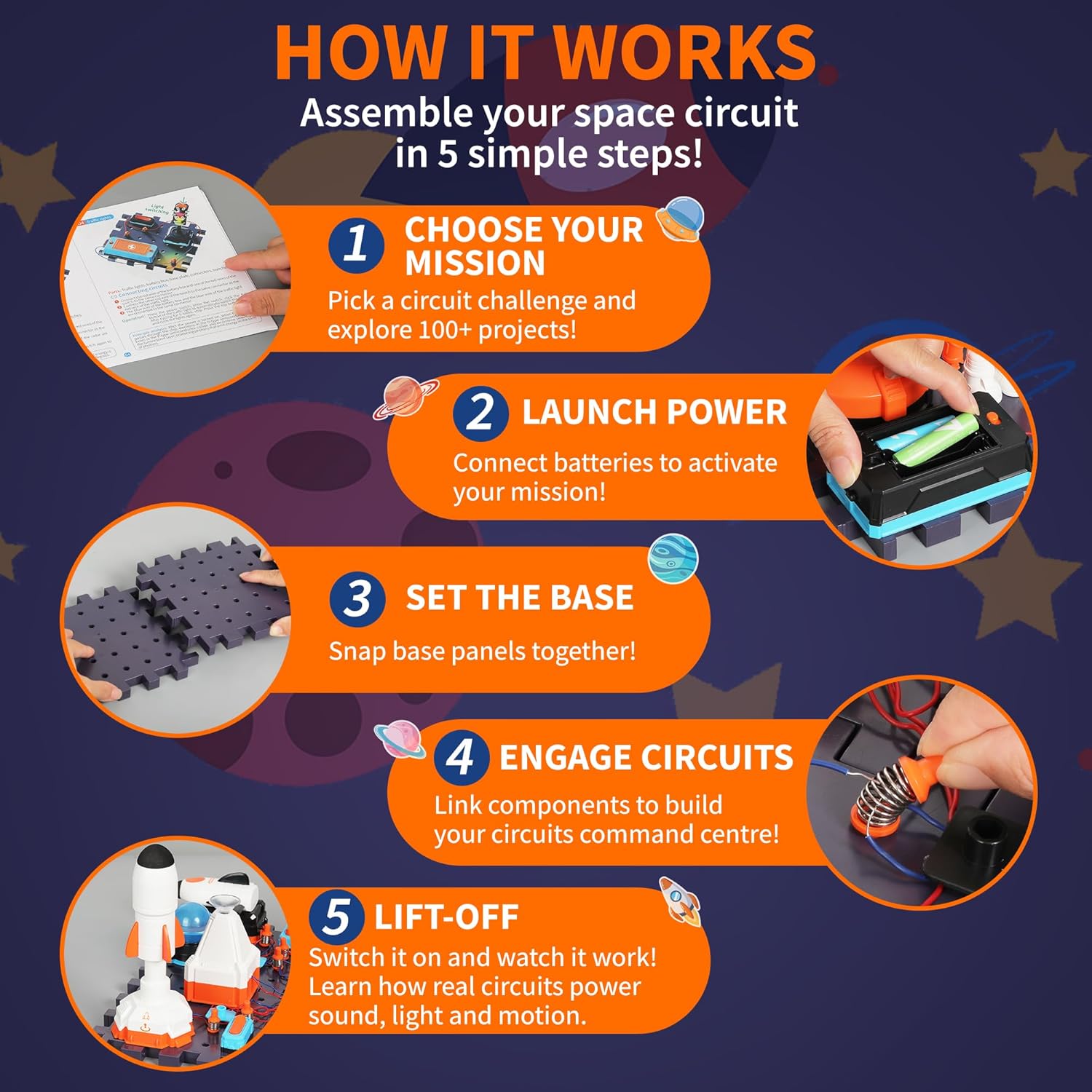 Detalle 2 de Bright Panda Electric Circuit Kit (Aerospace Advanced Set) for Children – STEM Toy with 100+ Experiments