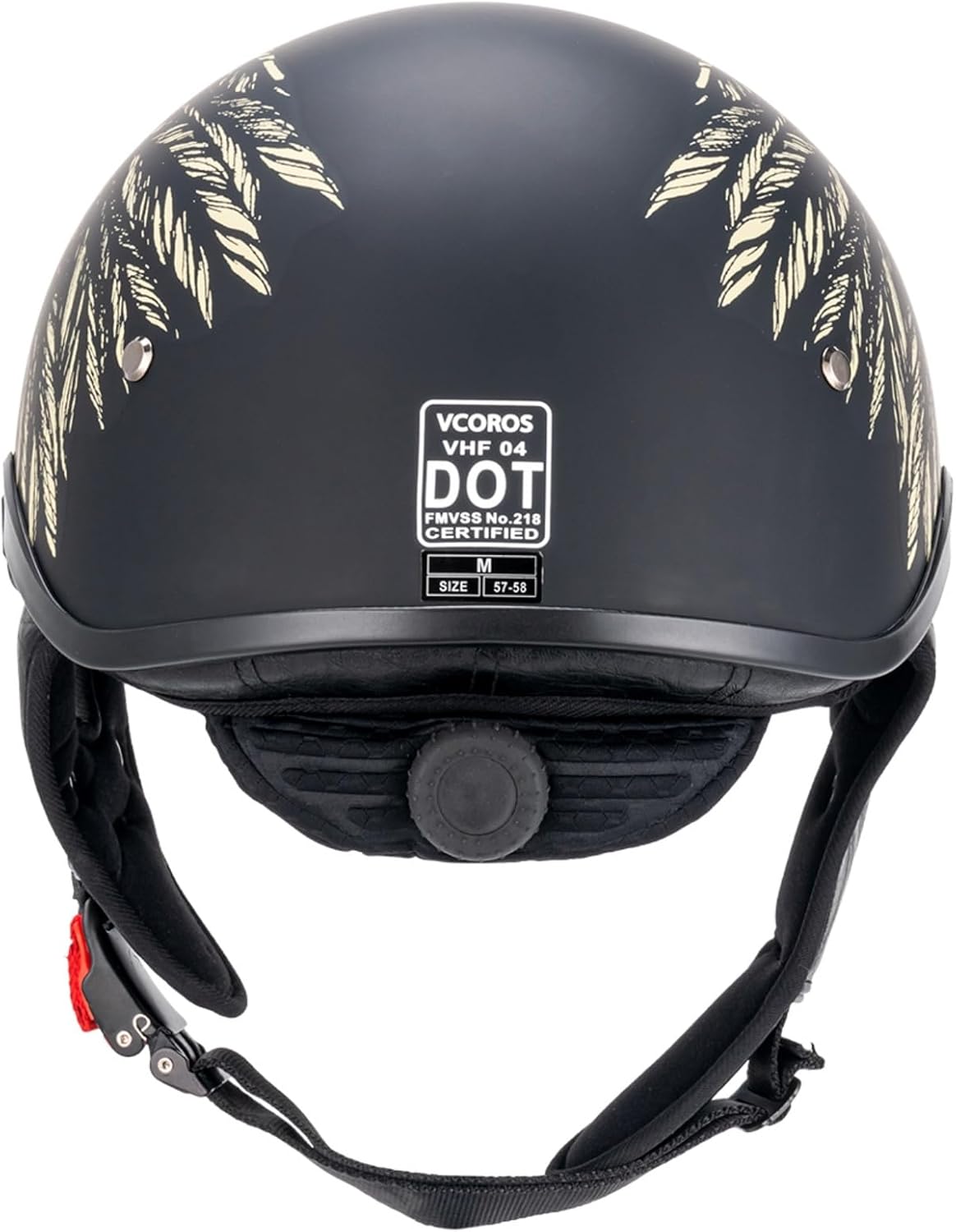 Detalle 2 de VCOROS VHF04 Half Helmet: Retro Open-Face DOT-Certified Cruiser Helmet with Sun Visor
