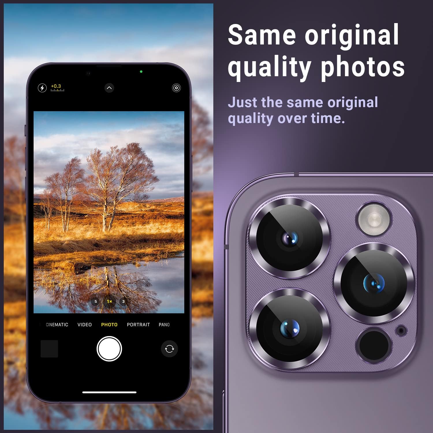 Detalle de AFARER 2er-Set Kamera-Schutzfolie aus gehärtetem Glas für iPhone 14 Pro / 14 Pro Max (Silber)