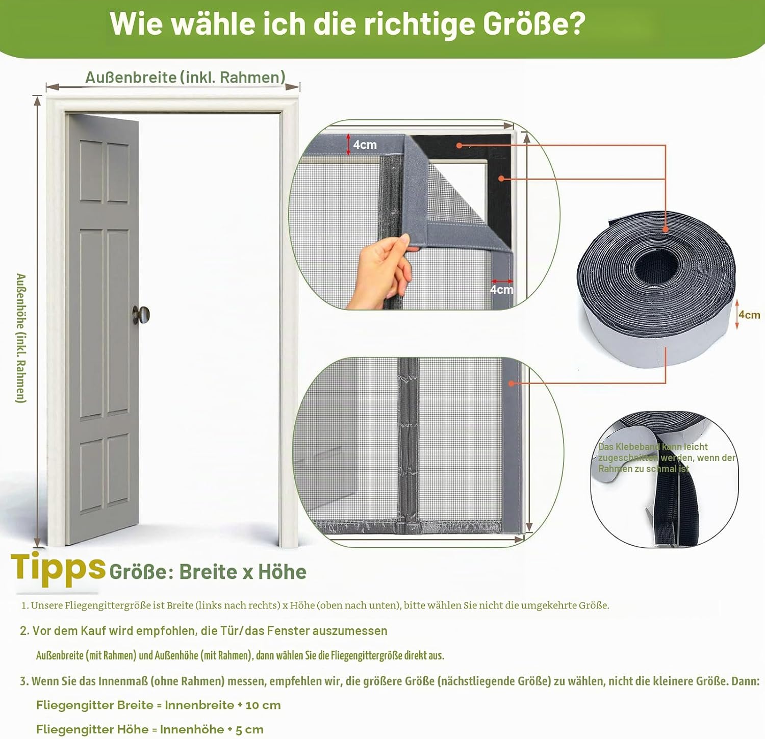 Detalle 2 de Risareyi Magnetisches Fliegengitter-Türset 115x215 cm mit seitlicher Öffnung – Klettband, ohne Bohren