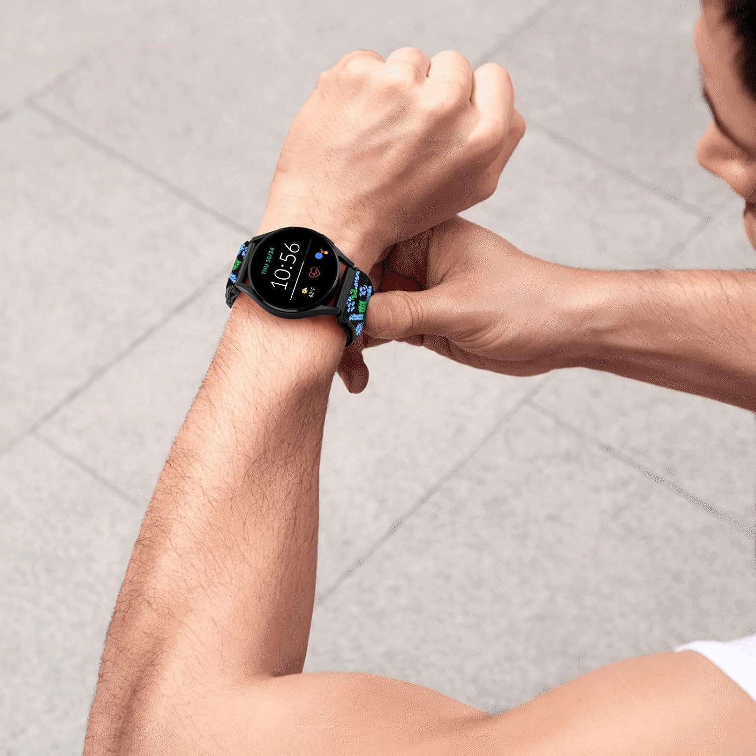 Detalle de SHIJZWD Elastische Uhrenarmbänder – 16–24 mm mit Schnellverschluss, elastisch, verstellbares Nylonband