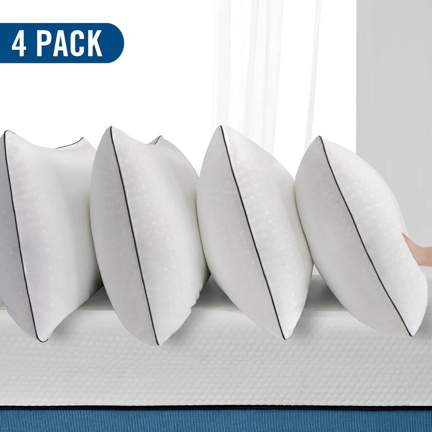 Thumbnail 1 de Higoom Standard Size Bed Pillows (4-Pack) Faux Down Microfiber Luxury Hotel Pillows